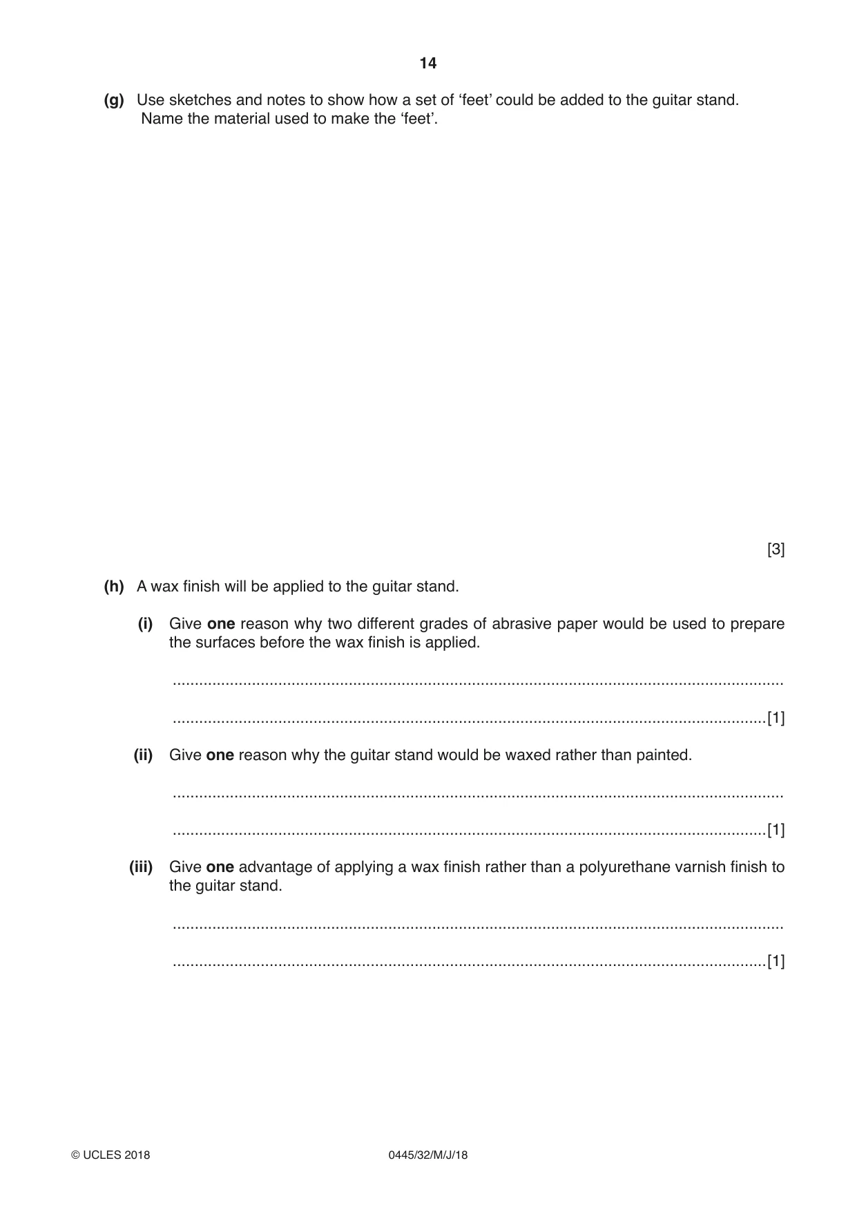 Cambridge IGCSE Design and Technology 0445 2018 May/June Paper 3 · Variant 2 question paper, page 14 of 20