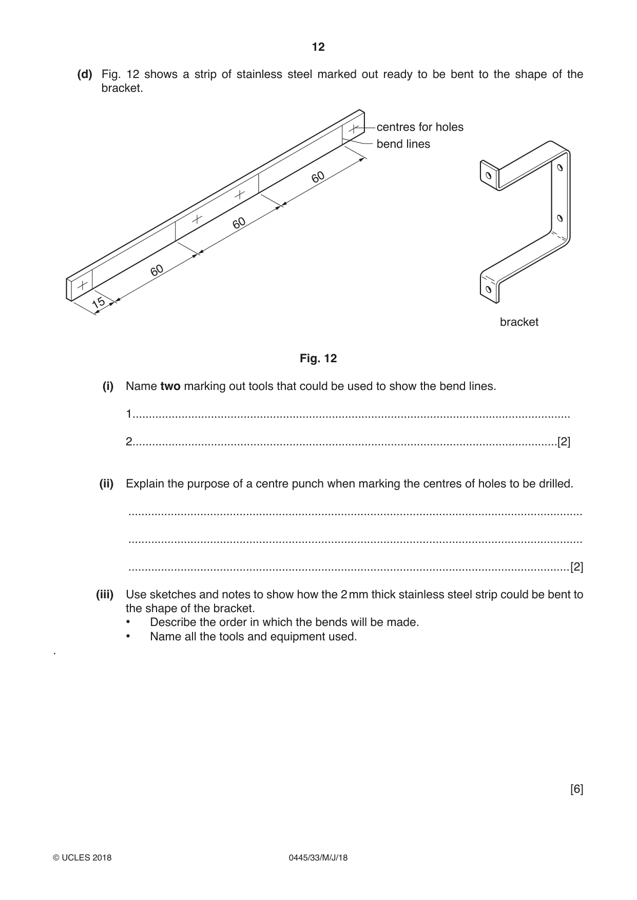 Cambridge IGCSE Design and Technology 0445 2018 May/June Paper 3 · Variant 3 question paper, page 12 of 20