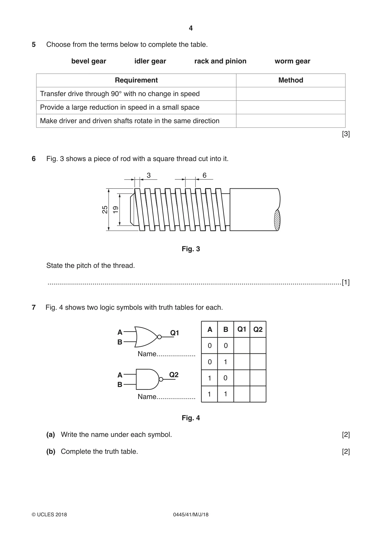 Cambridge IGCSE Design and Technology 0445 2018 May/June Paper 4 · Variant 1 question paper, page 4 of 20