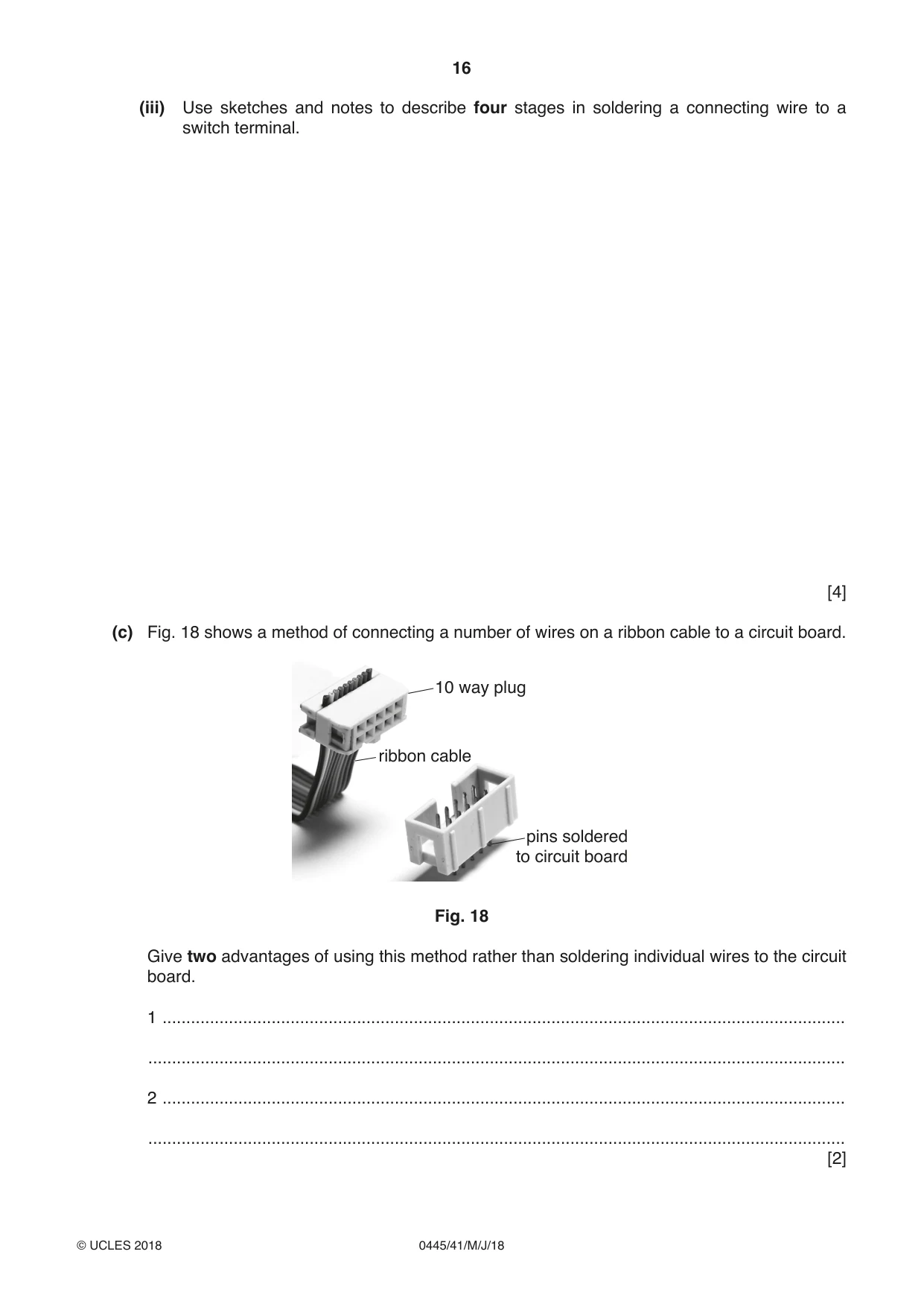 Cambridge IGCSE Design and Technology 0445 2018 May/June Paper 4 · Variant 1 question paper, page 16 of 20