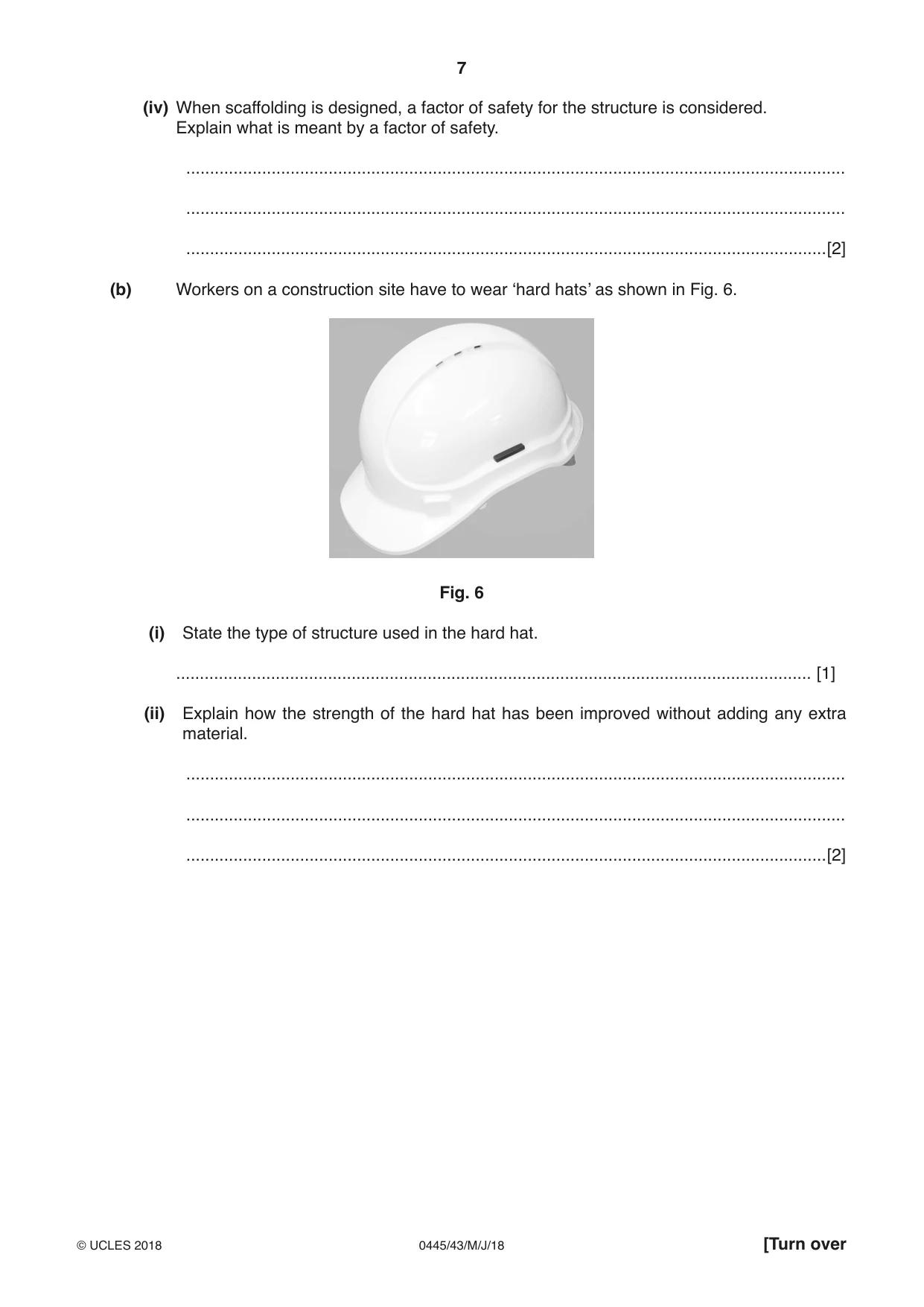 Cambridge IGCSE Design and Technology 0445 2018 May/June Paper 4 · Variant 3 question paper, page 7 of 20
