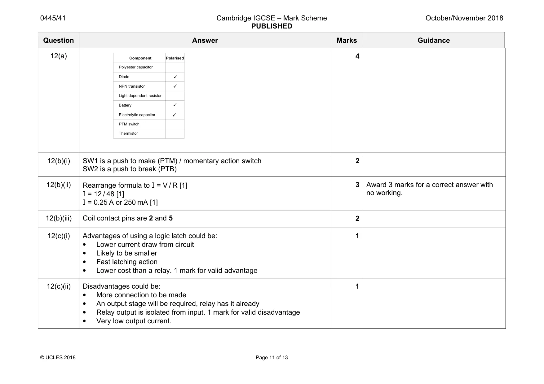 Mark scheme, page 11 of 13
