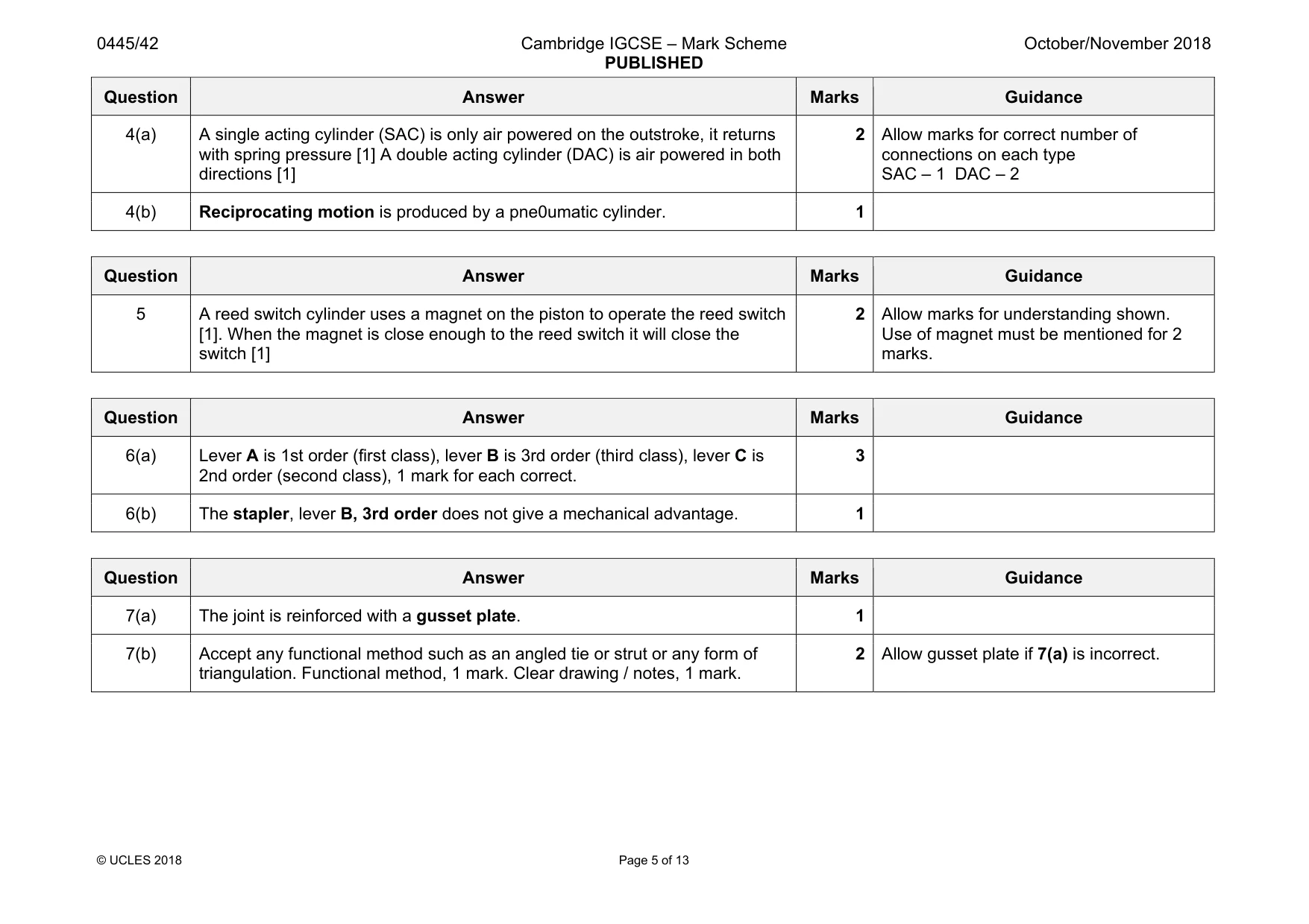 Mark scheme, page 5 of 13