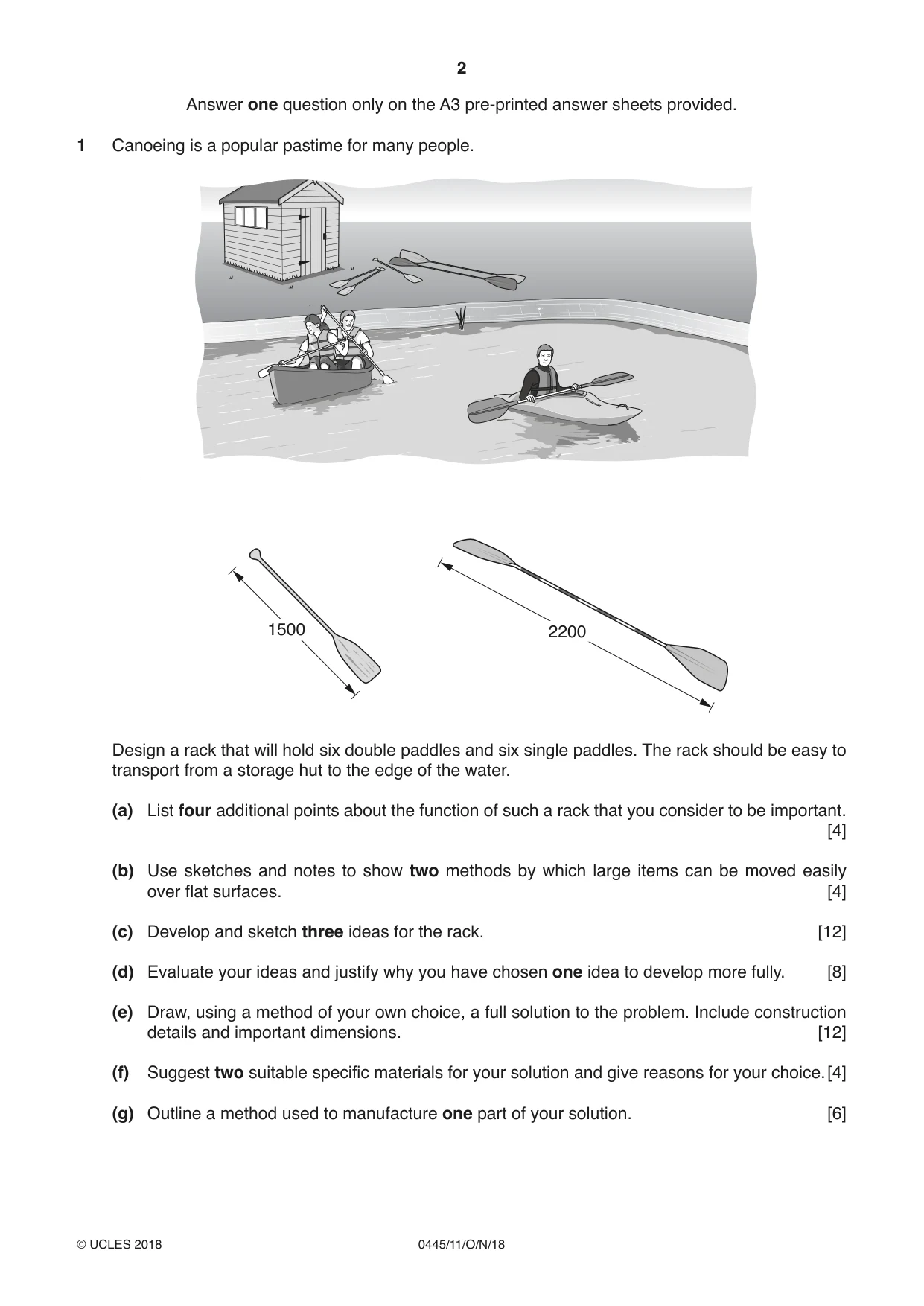 Cambridge IGCSE Design and Technology 0445 2018 Oct/Nov Paper 1 · Variant 1 question paper, page 2 of 4