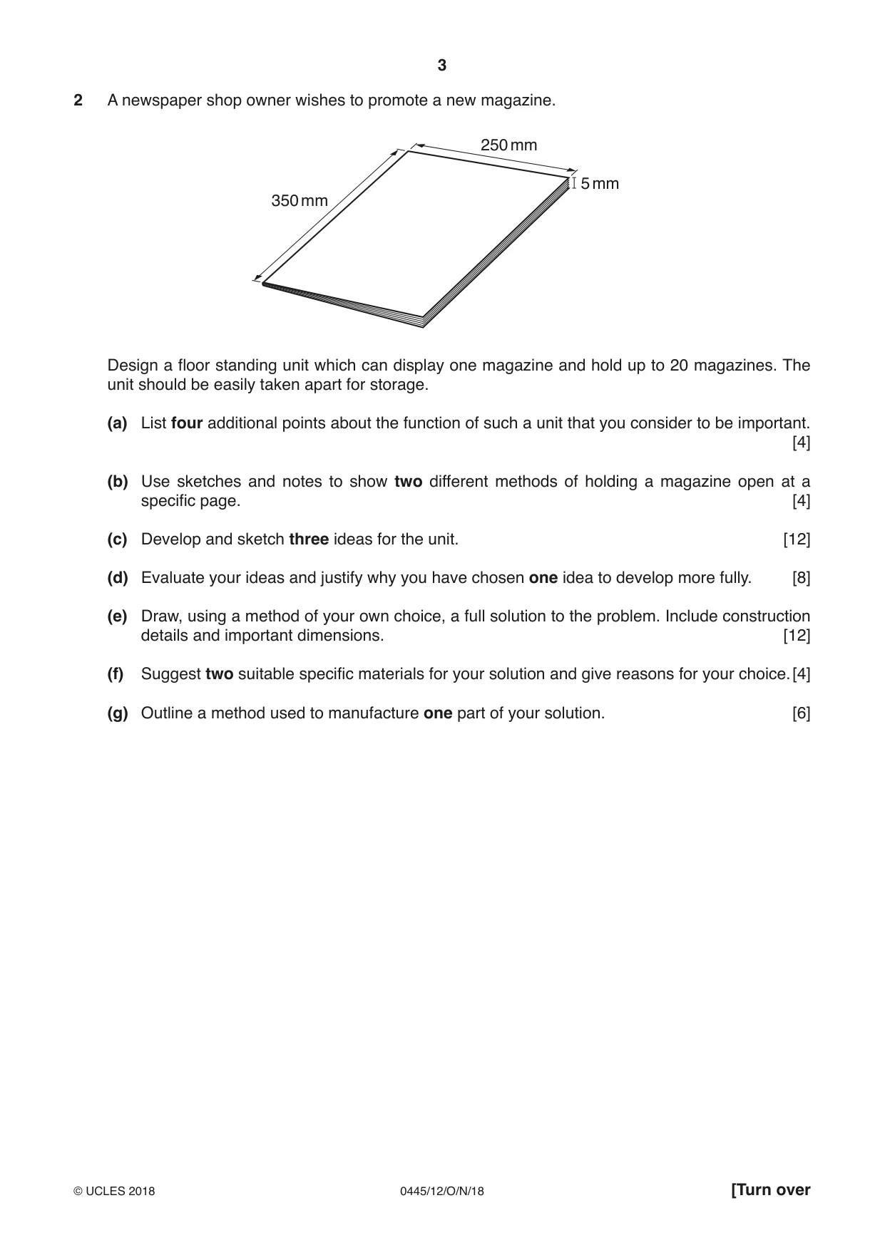 Cambridge IGCSE Design and Technology 0445 2018 Oct/Nov Paper 1 · Variant 2 question paper, page 3 of 4