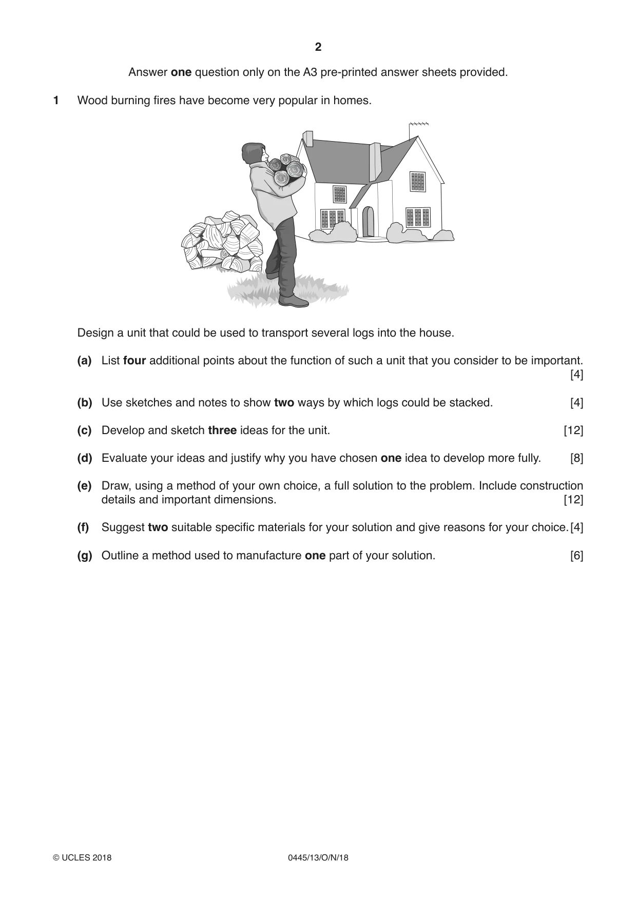 Cambridge IGCSE Design and Technology 0445 2018 Oct/Nov Paper 1 · Variant 3 question paper, page 2 of 4