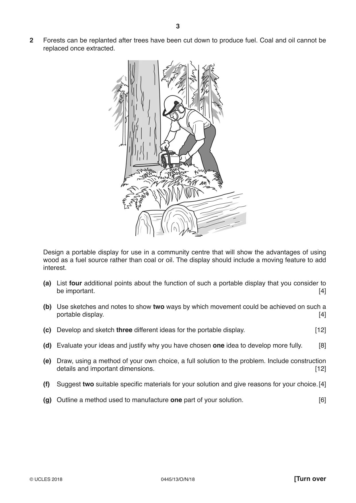 Cambridge IGCSE Design and Technology 0445 2018 Oct/Nov Paper 1 · Variant 3 question paper, page 3 of 4