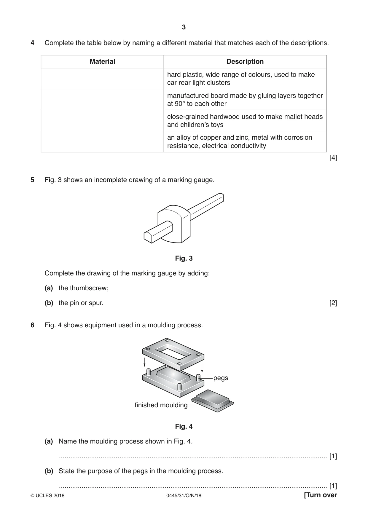 Cambridge IGCSE Design and Technology 0445 2018 Oct/Nov Paper 3 · Variant 1 question paper, page 3 of 20