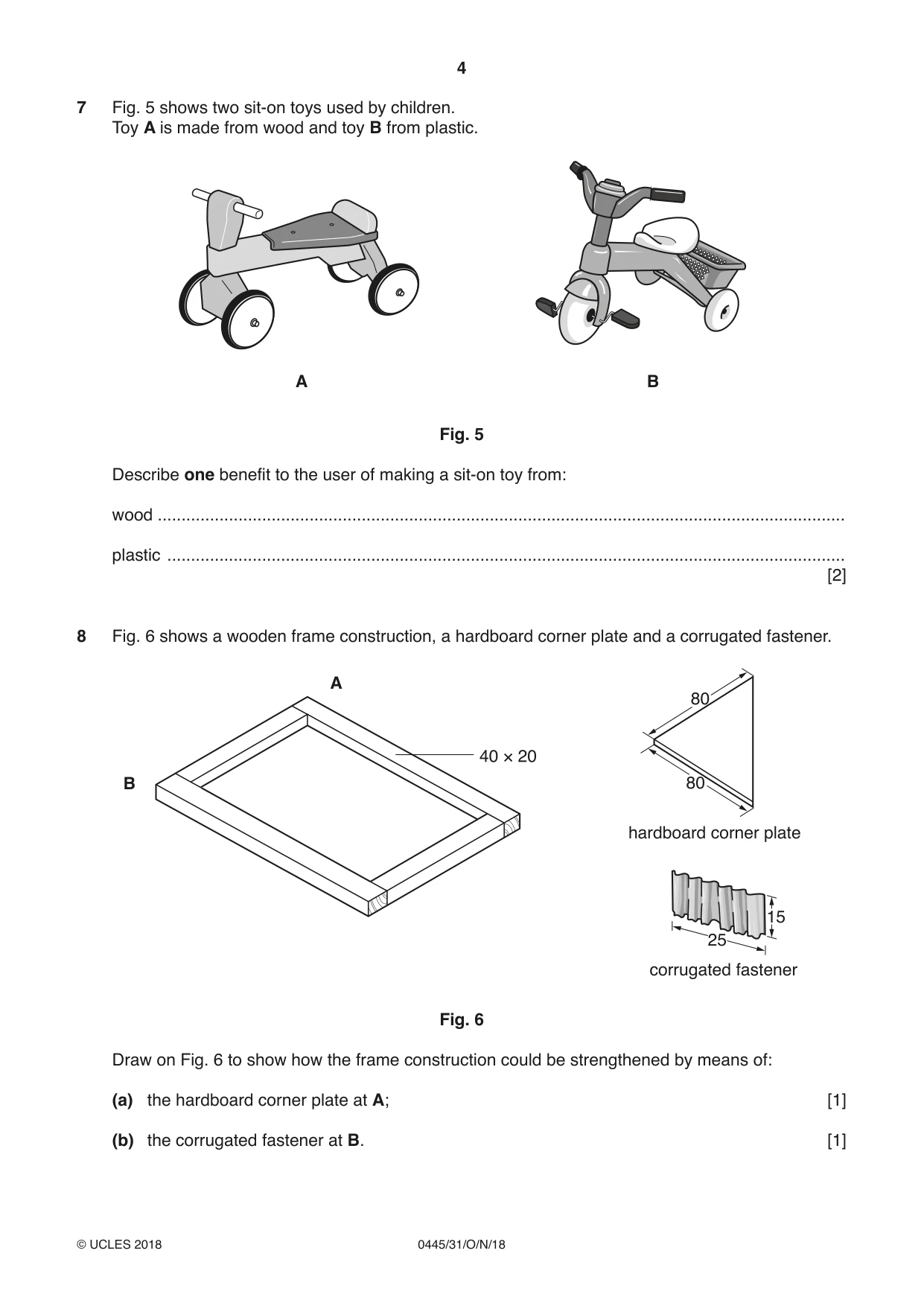 Cambridge IGCSE Design and Technology 0445 2018 Oct/Nov Paper 3 · Variant 1 question paper, page 4 of 20