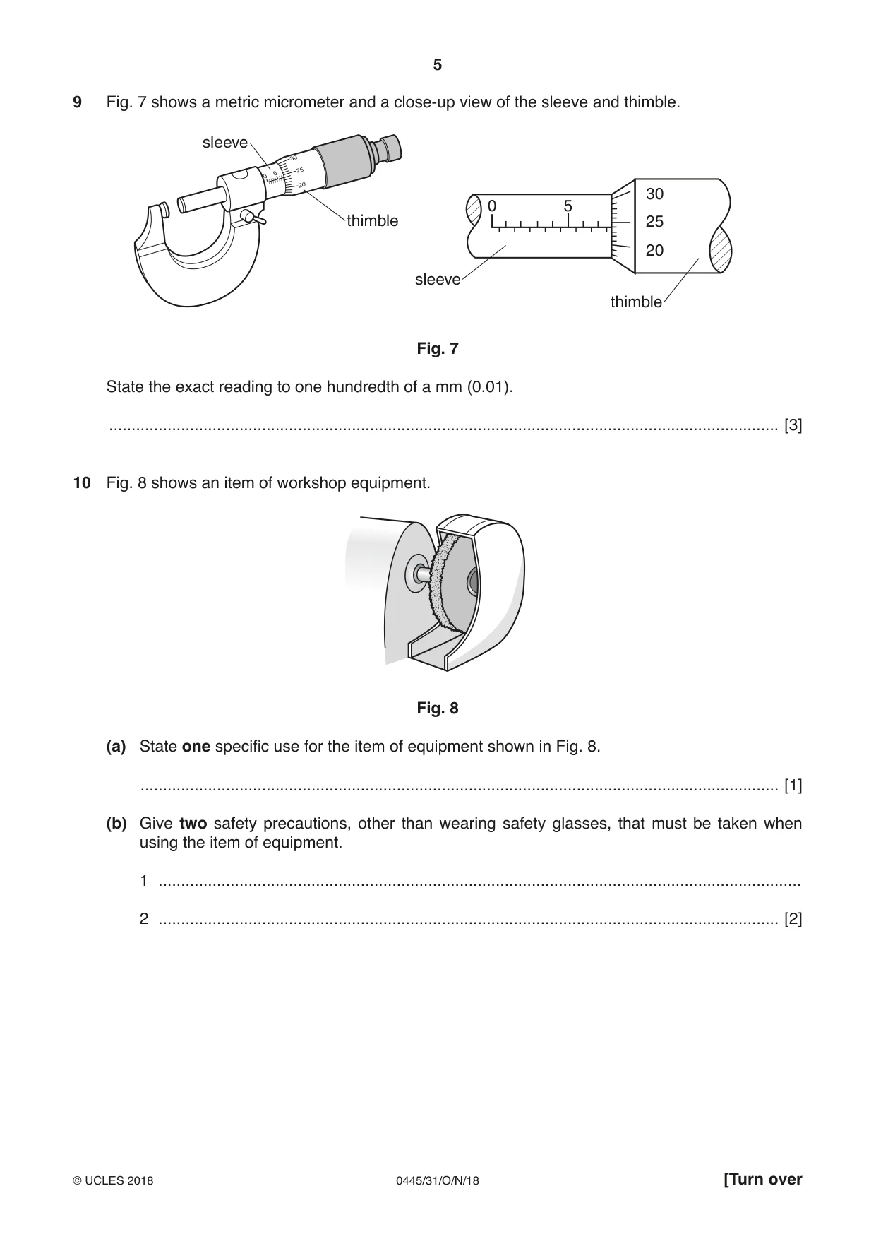 Cambridge IGCSE Design and Technology 0445 2018 Oct/Nov Paper 3 · Variant 1 question paper, page 5 of 20