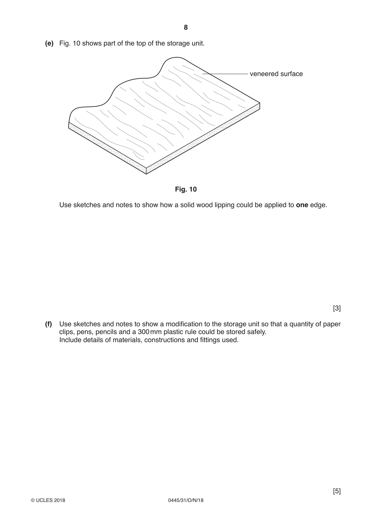 Cambridge IGCSE Design and Technology 0445 2018 Oct/Nov Paper 3 · Variant 1 question paper, page 8 of 20