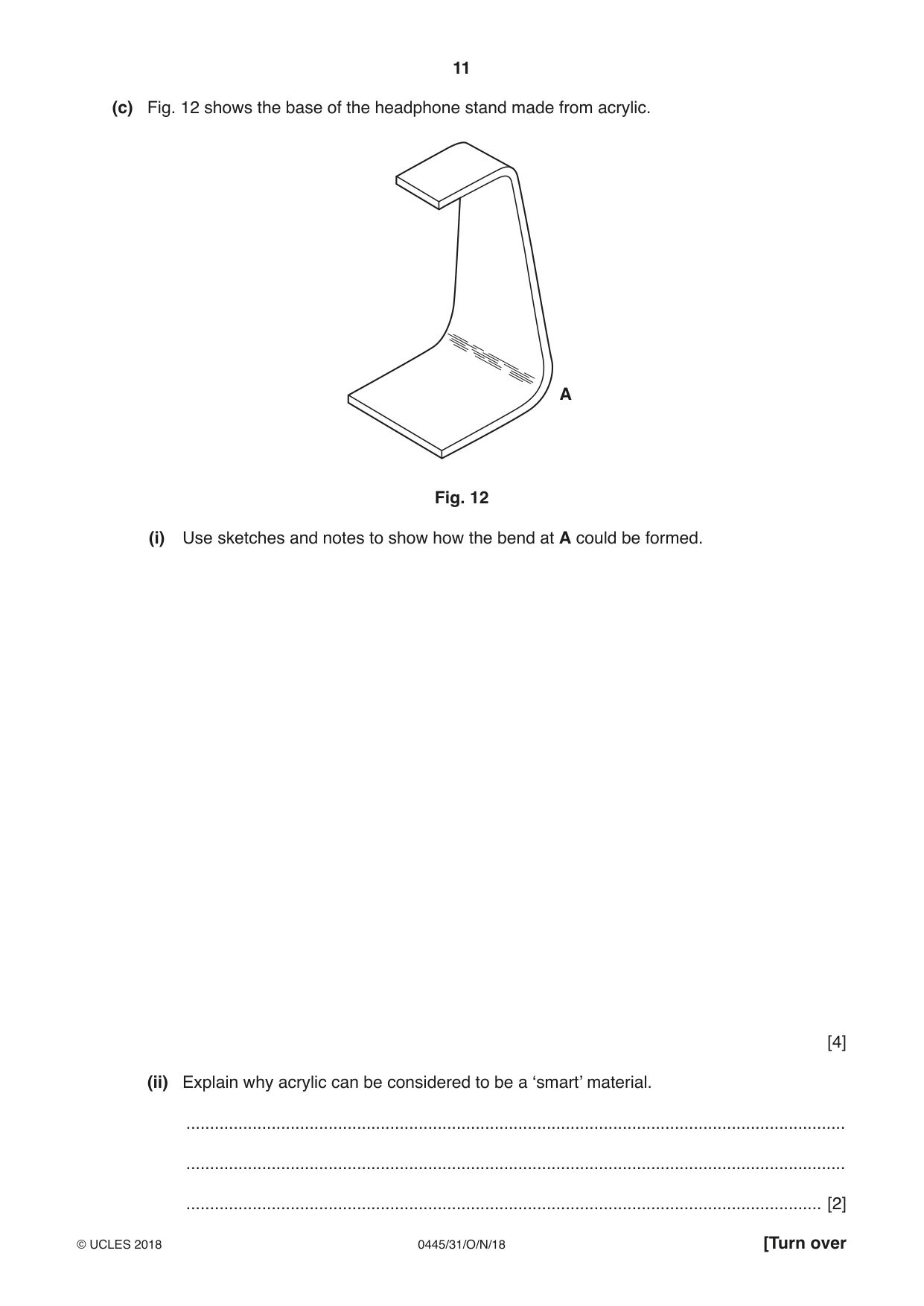 Cambridge IGCSE Design and Technology 0445 2018 Oct/Nov Paper 3 · Variant 1 question paper, page 11 of 20