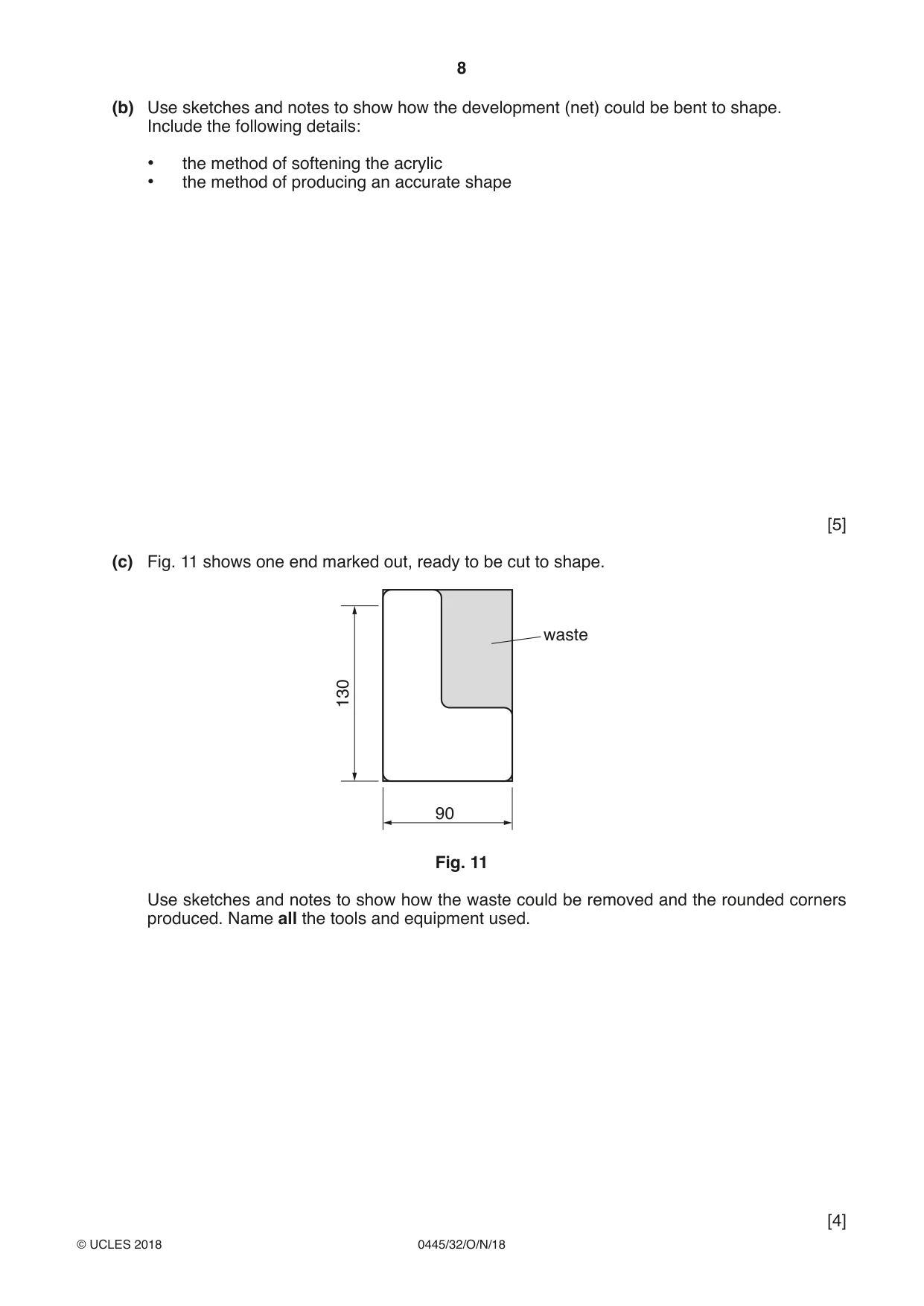 Cambridge IGCSE Design and Technology 0445 2018 Oct/Nov Paper 3 · Variant 2 question paper, page 8 of 20