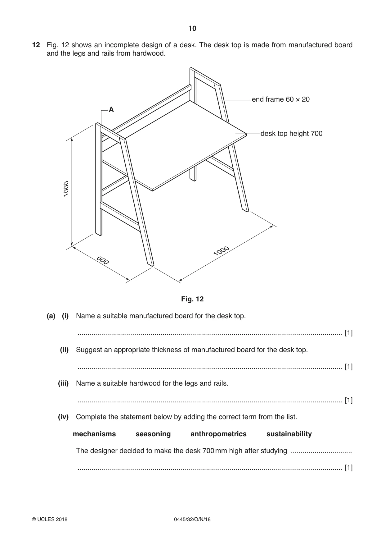 Cambridge IGCSE Design and Technology 0445 2018 Oct/Nov Paper 3 · Variant 2 question paper, page 10 of 20