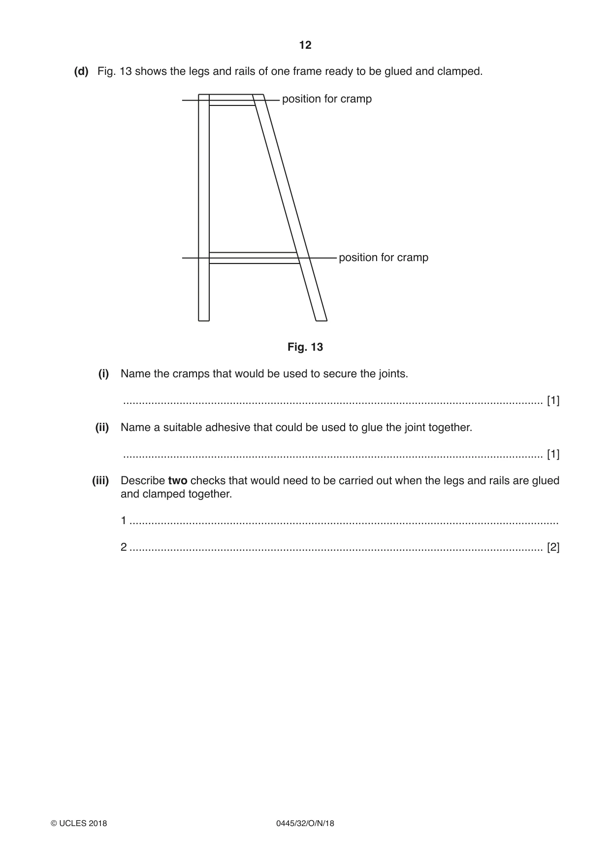 Cambridge IGCSE Design and Technology 0445 2018 Oct/Nov Paper 3 · Variant 2 question paper, page 12 of 20