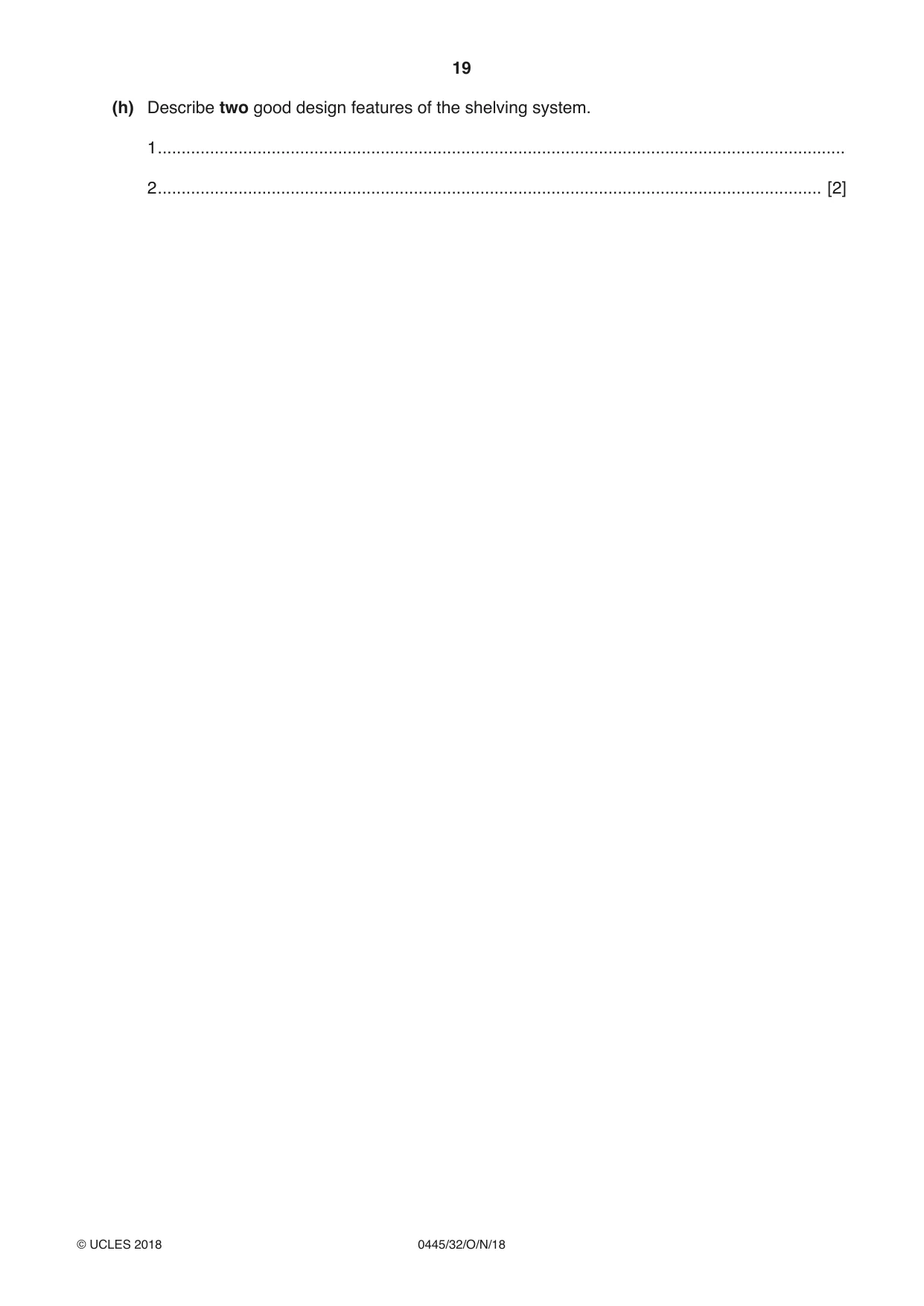 Cambridge IGCSE Design and Technology 0445 2018 Oct/Nov Paper 3 · Variant 2 question paper, page 19 of 20