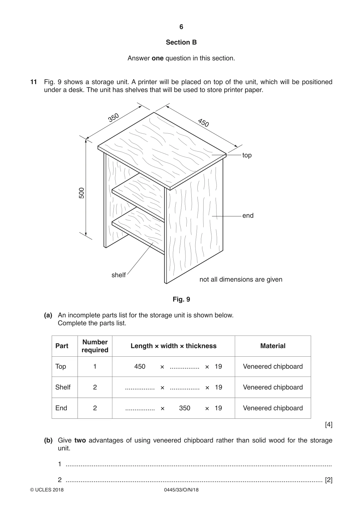 Cambridge IGCSE Design and Technology 0445 2018 Oct/Nov Paper 3 · Variant 3 question paper, page 6 of 20