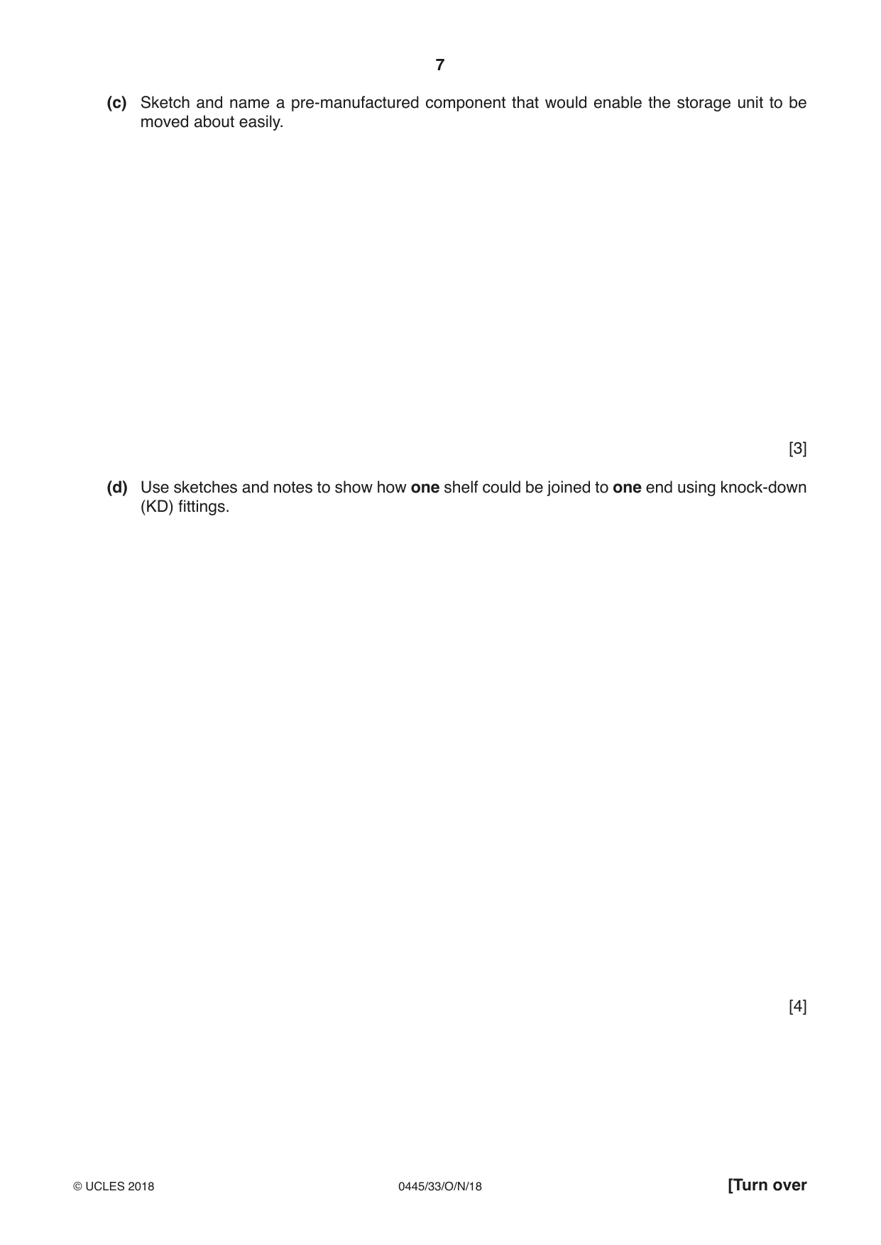 Cambridge IGCSE Design and Technology 0445 2018 Oct/Nov Paper 3 · Variant 3 question paper, page 7 of 20