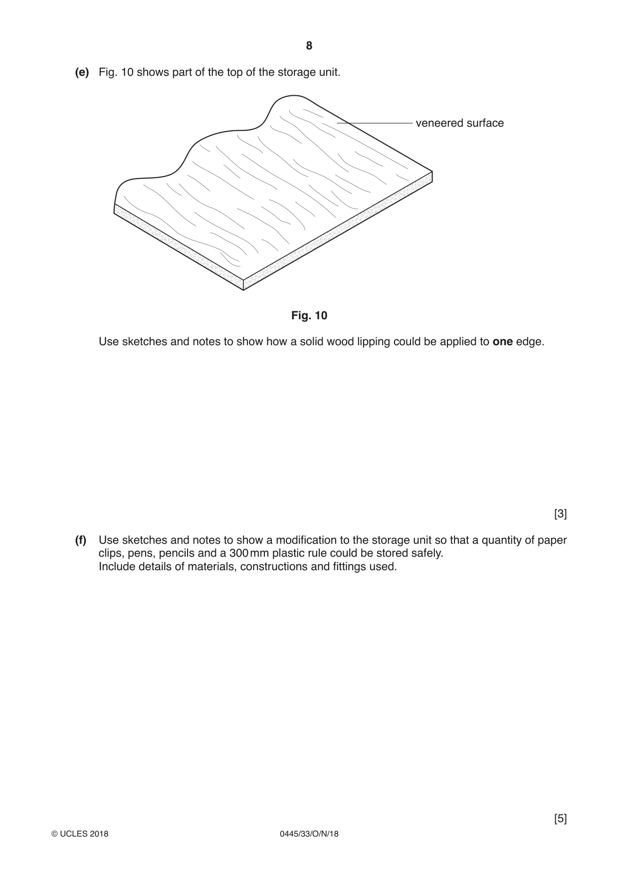 Cambridge IGCSE Design and Technology 0445 2018 Oct/Nov Paper 3 · Variant 3 question paper, page 8 of 20