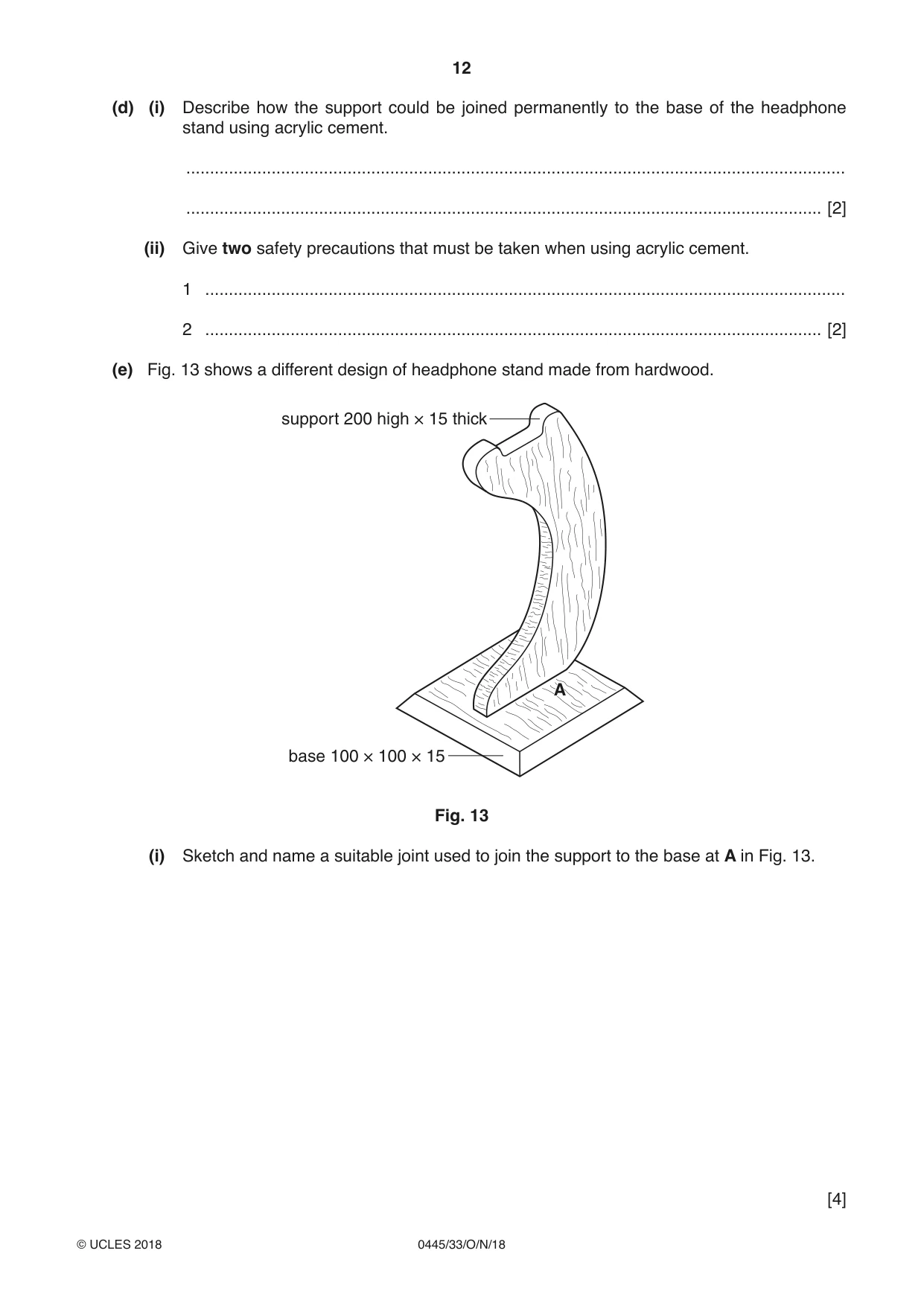Cambridge IGCSE Design and Technology 0445 2018 Oct/Nov Paper 3 · Variant 3 question paper, page 12 of 20