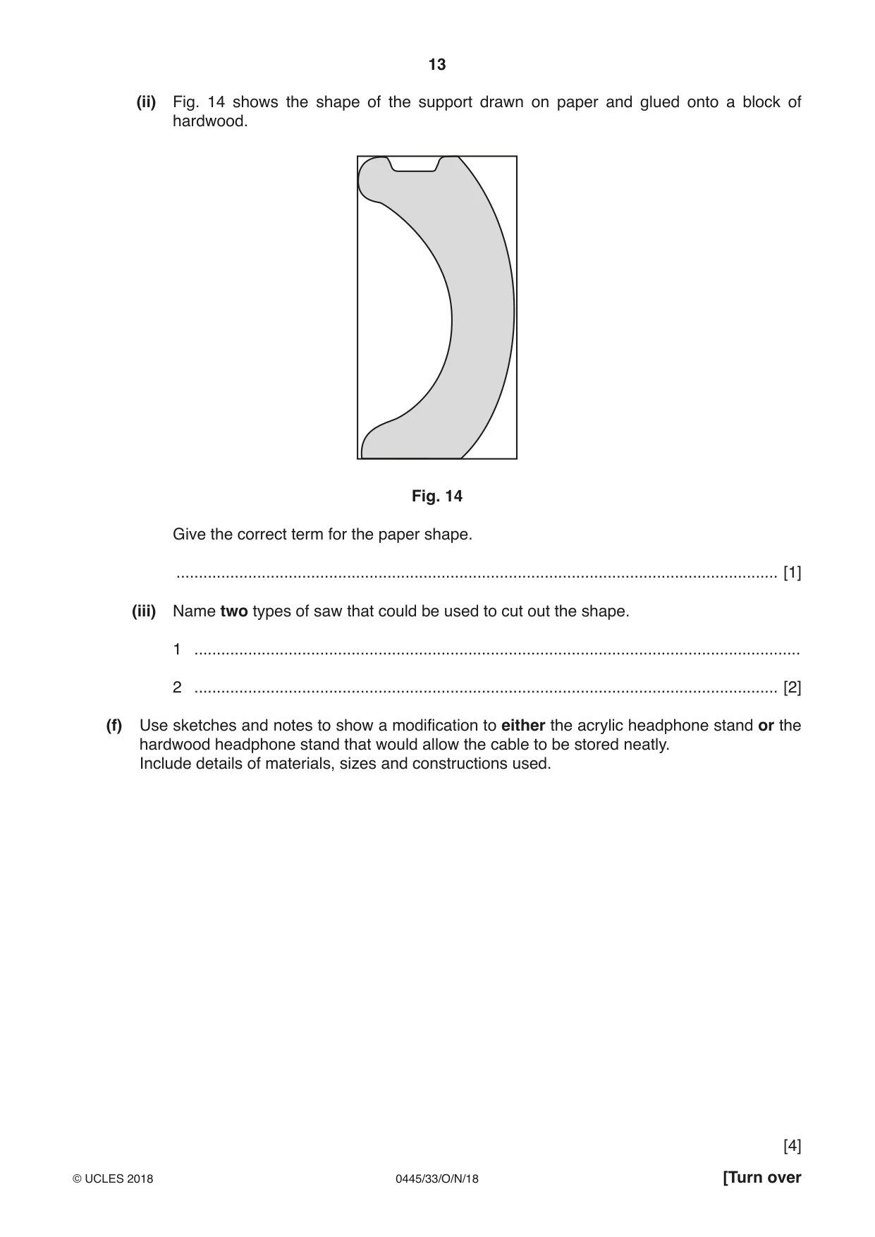Cambridge IGCSE Design and Technology 0445 2018 Oct/Nov Paper 3 · Variant 3 question paper, page 13 of 20