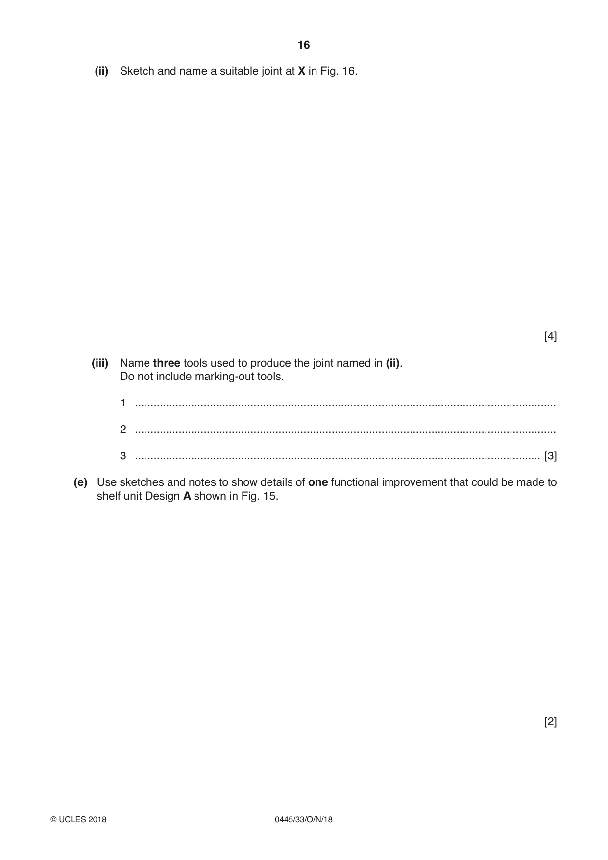 Cambridge IGCSE Design and Technology 0445 2018 Oct/Nov Paper 3 · Variant 3 question paper, page 16 of 20