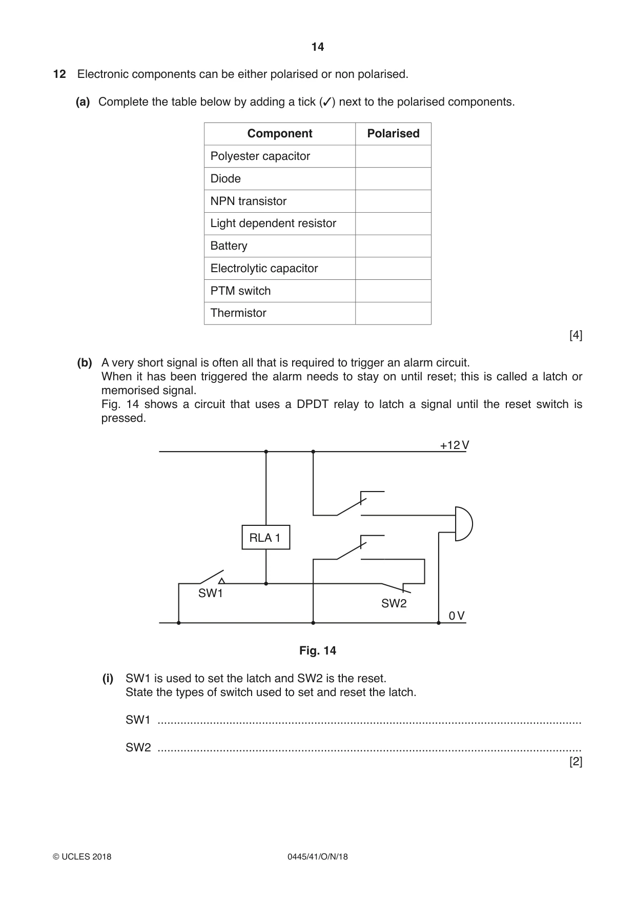 Cambridge IGCSE Design and Technology 0445 2018 Oct/Nov Paper 4 · Variant 1 question paper, page 14 of 20