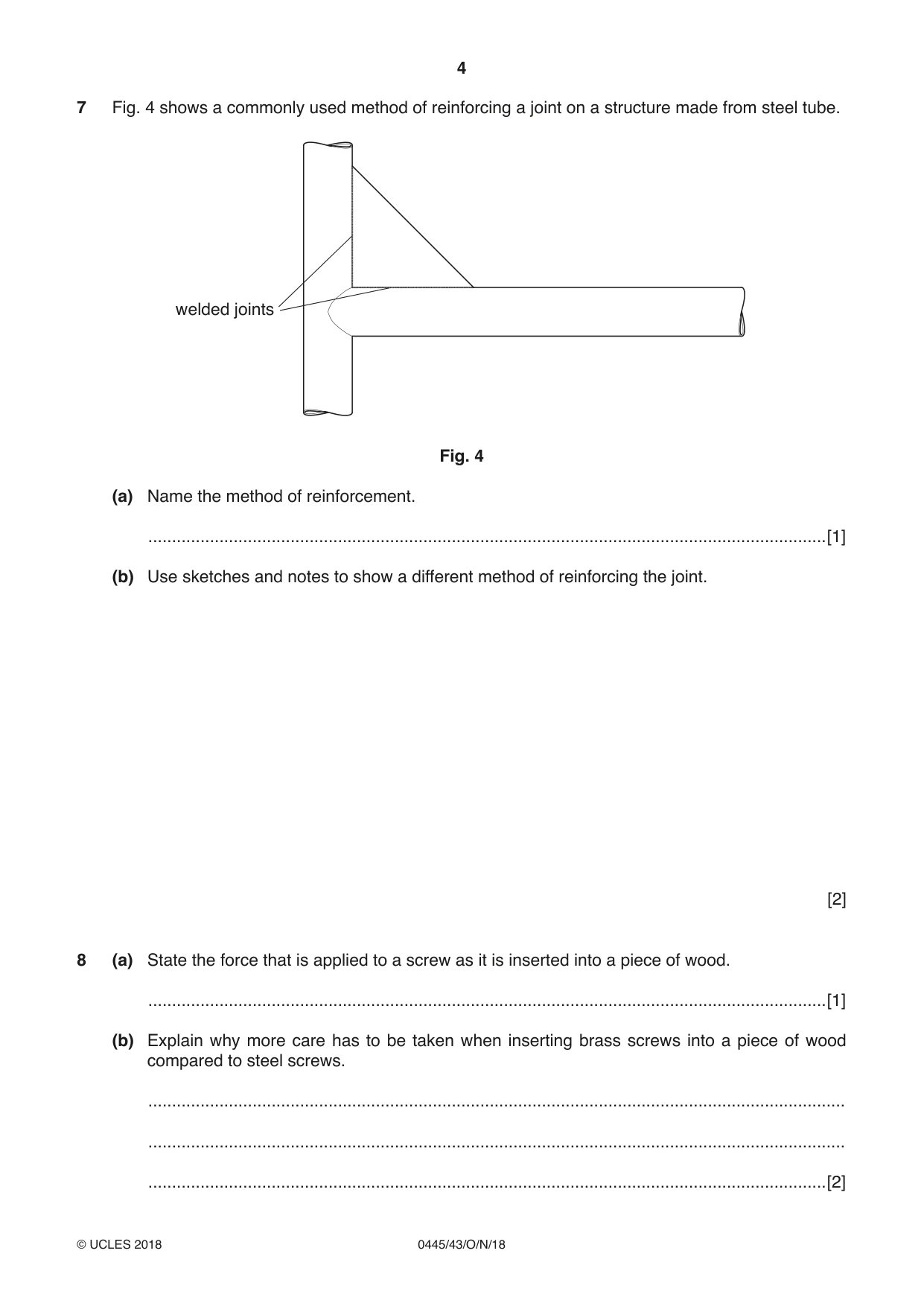 Cambridge IGCSE Design and Technology 0445 2018 Oct/Nov Paper 4 · Variant 3 question paper, page 4 of 20
