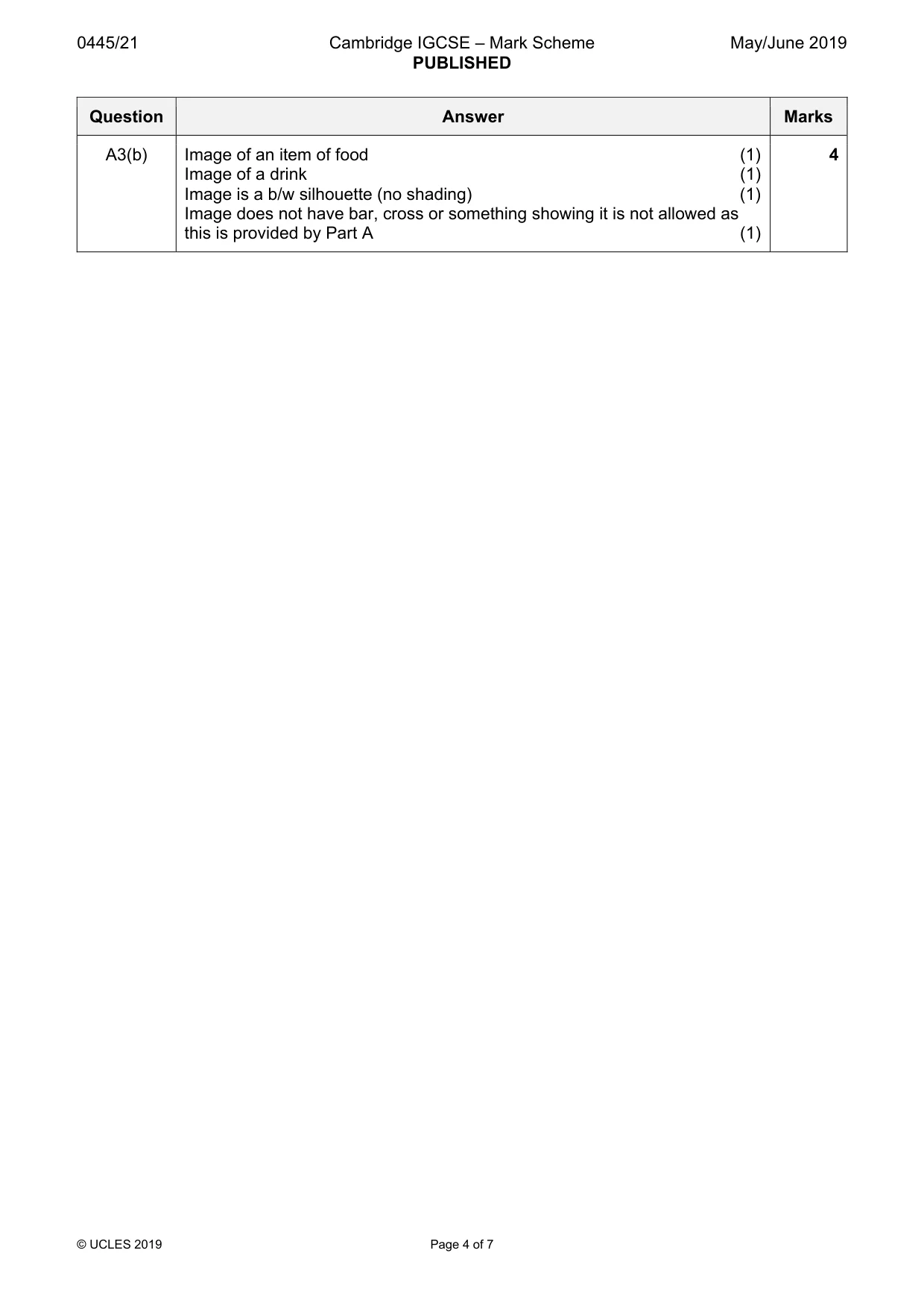 Mark scheme, page 4 of 7