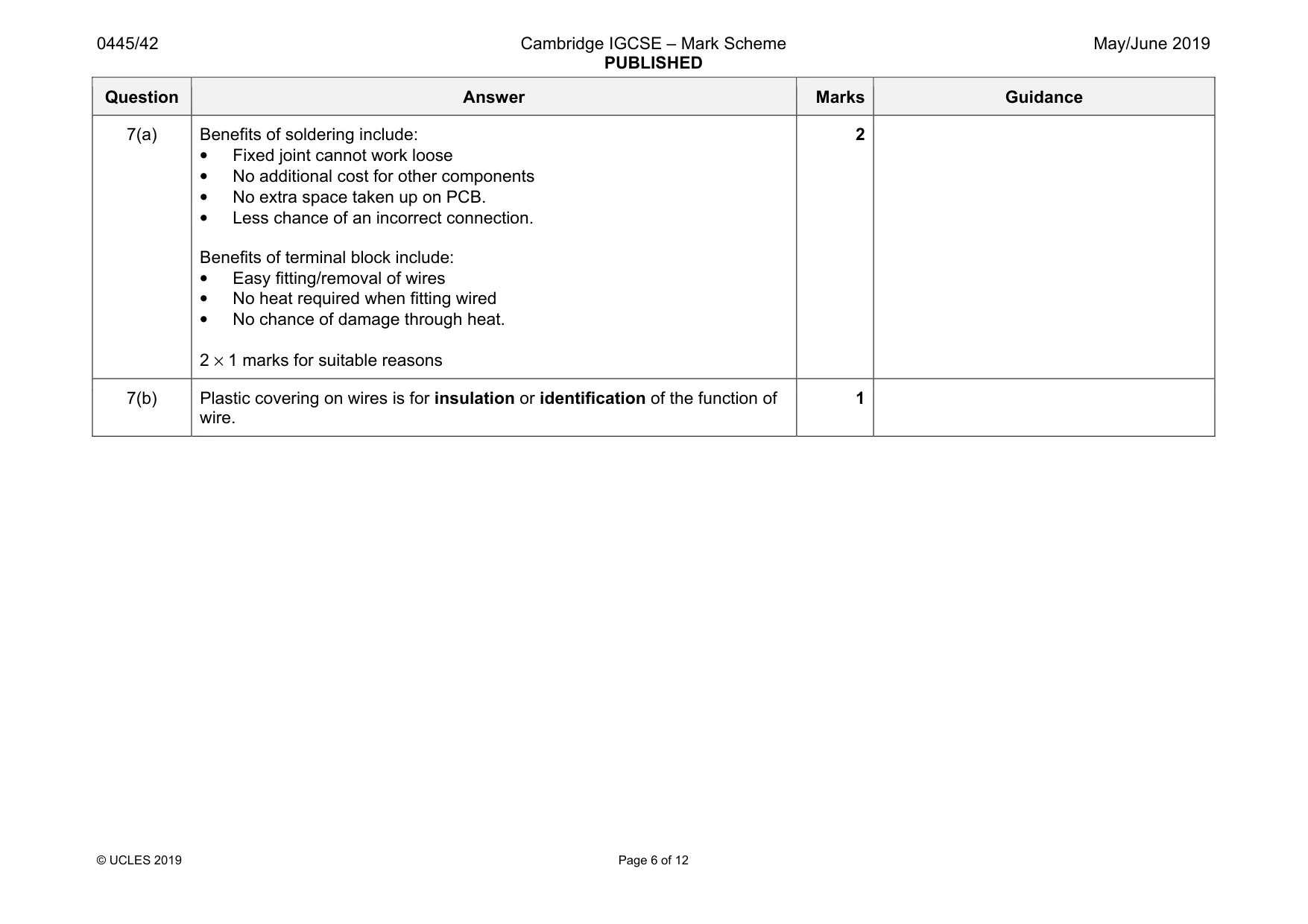 Mark scheme, page 6 of 12