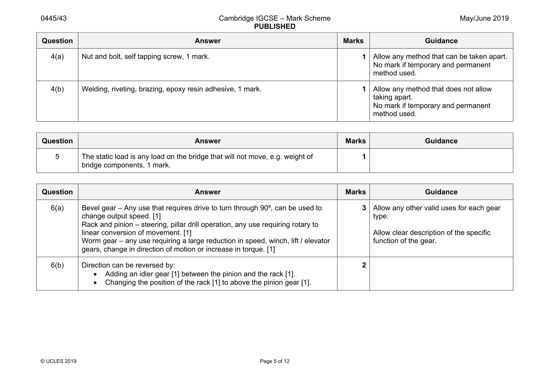Mark scheme, page 5 of 12