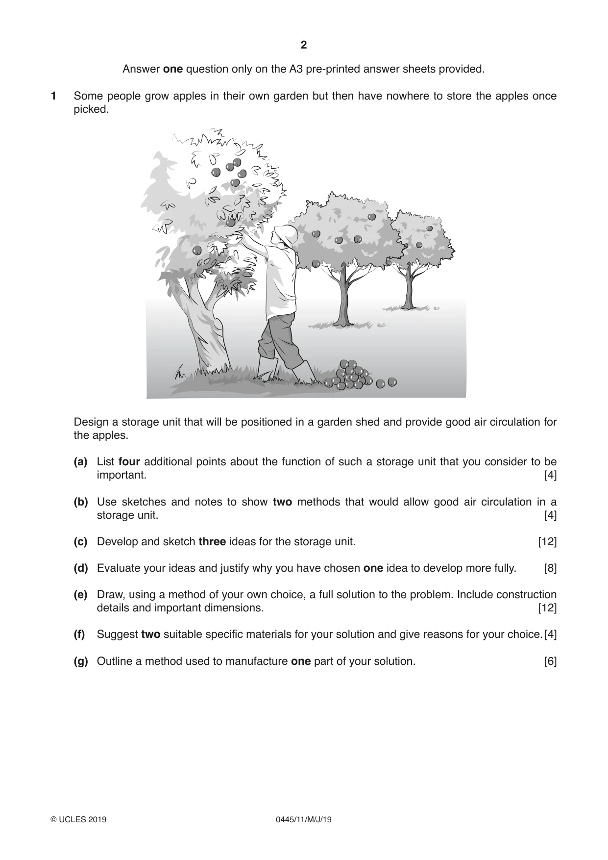 Cambridge IGCSE Design and Technology 0445 2019 May/June Paper 1 · Variant 1 question paper, page 2 of 4