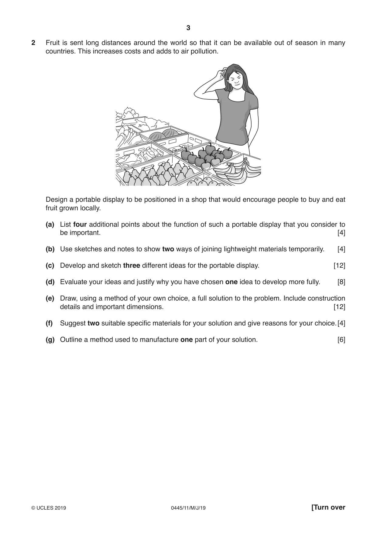 Cambridge IGCSE Design and Technology 0445 2019 May/June Paper 1 · Variant 1 question paper, page 3 of 4