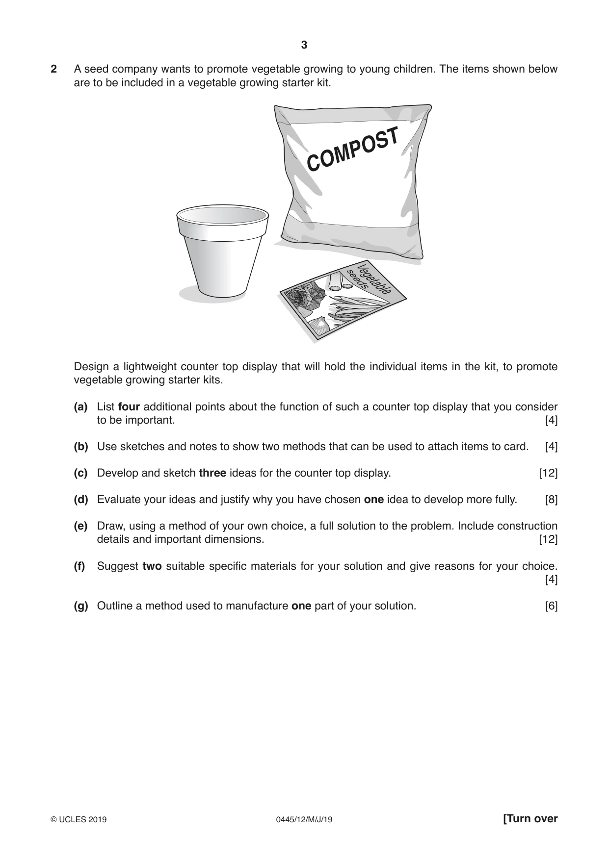Cambridge IGCSE Design and Technology 0445 2019 May/June Paper 1 · Variant 2 question paper, page 3 of 4
