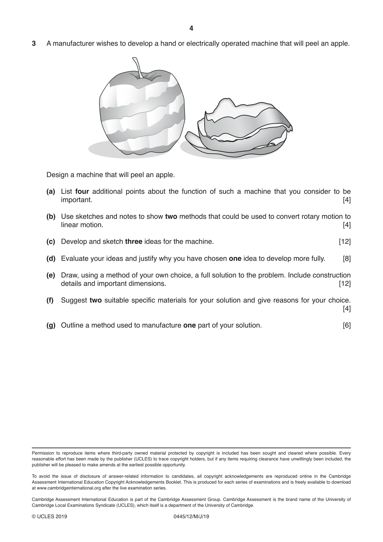 Cambridge IGCSE Design and Technology 0445 2019 May/June Paper 1 · Variant 2 question paper, page 4 of 4