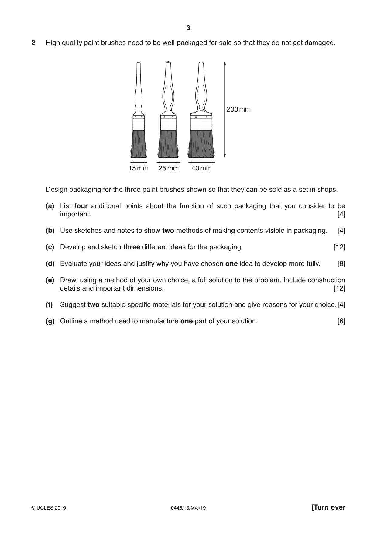 Cambridge IGCSE Design and Technology 0445 2019 May/June Paper 1 · Variant 3 question paper, page 3 of 4