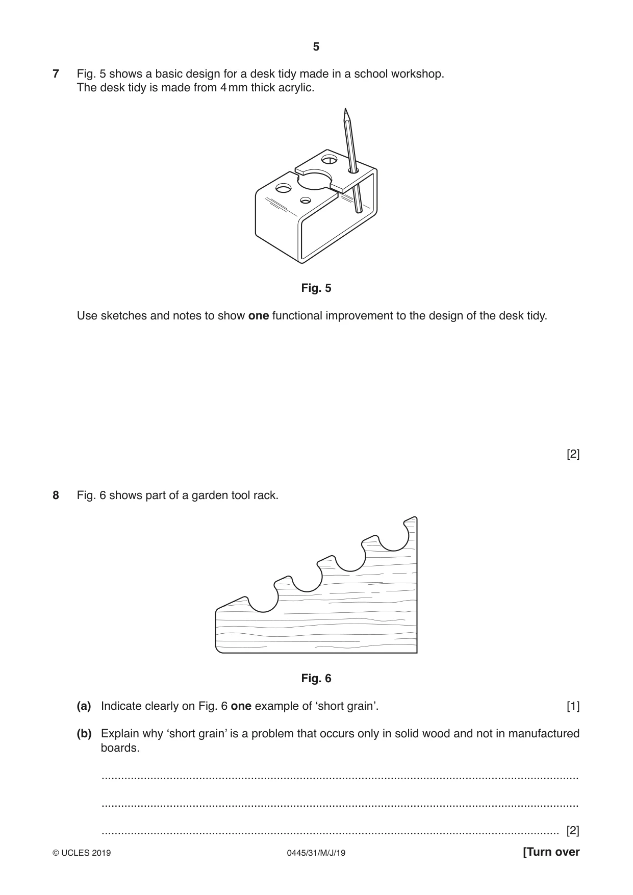 Cambridge IGCSE Design and Technology 0445 2019 May/June Paper 3 · Variant 1 question paper, page 5 of 20