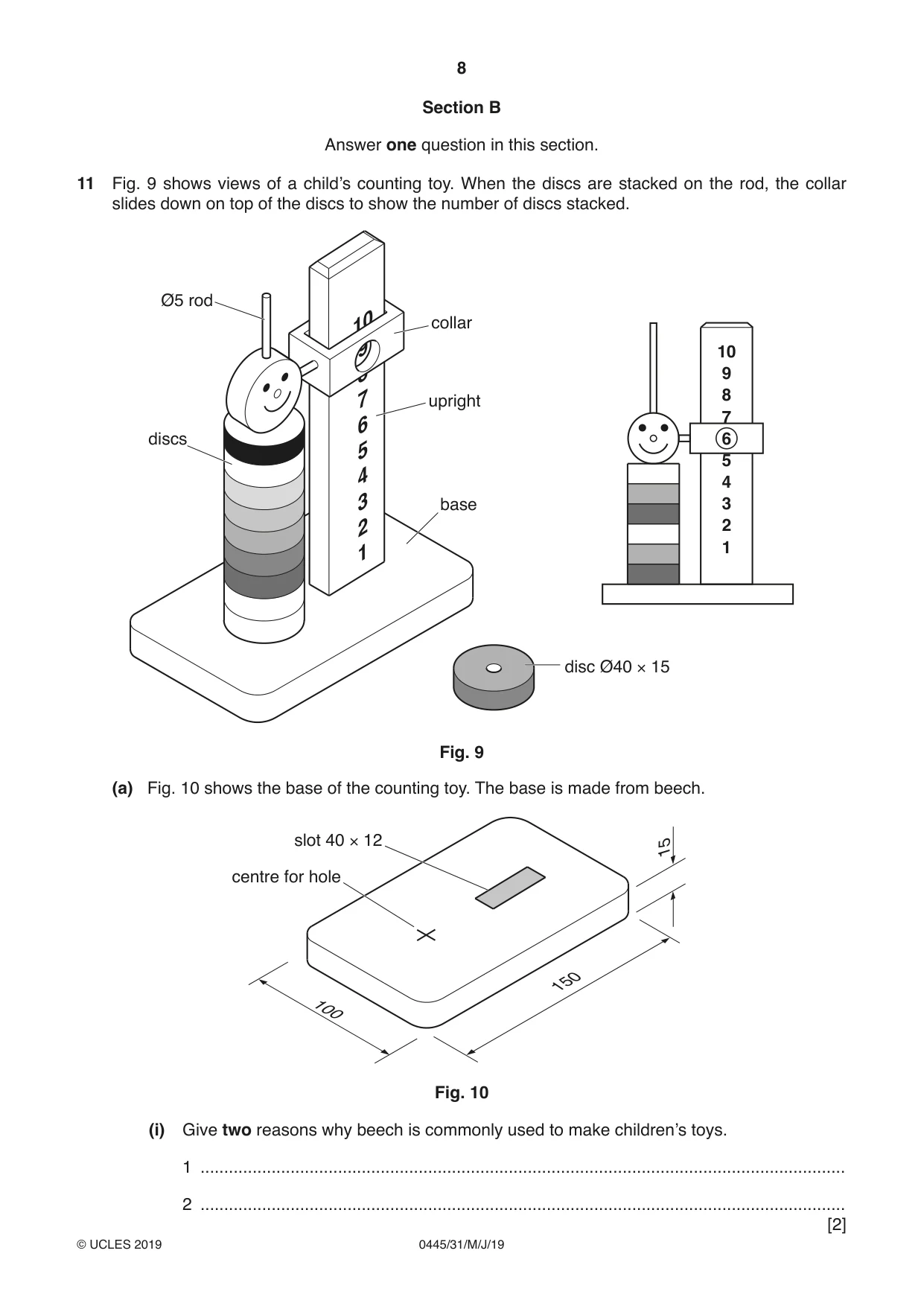 Cambridge IGCSE Design and Technology 0445 2019 May/June Paper 3 · Variant 1 question paper, page 8 of 20