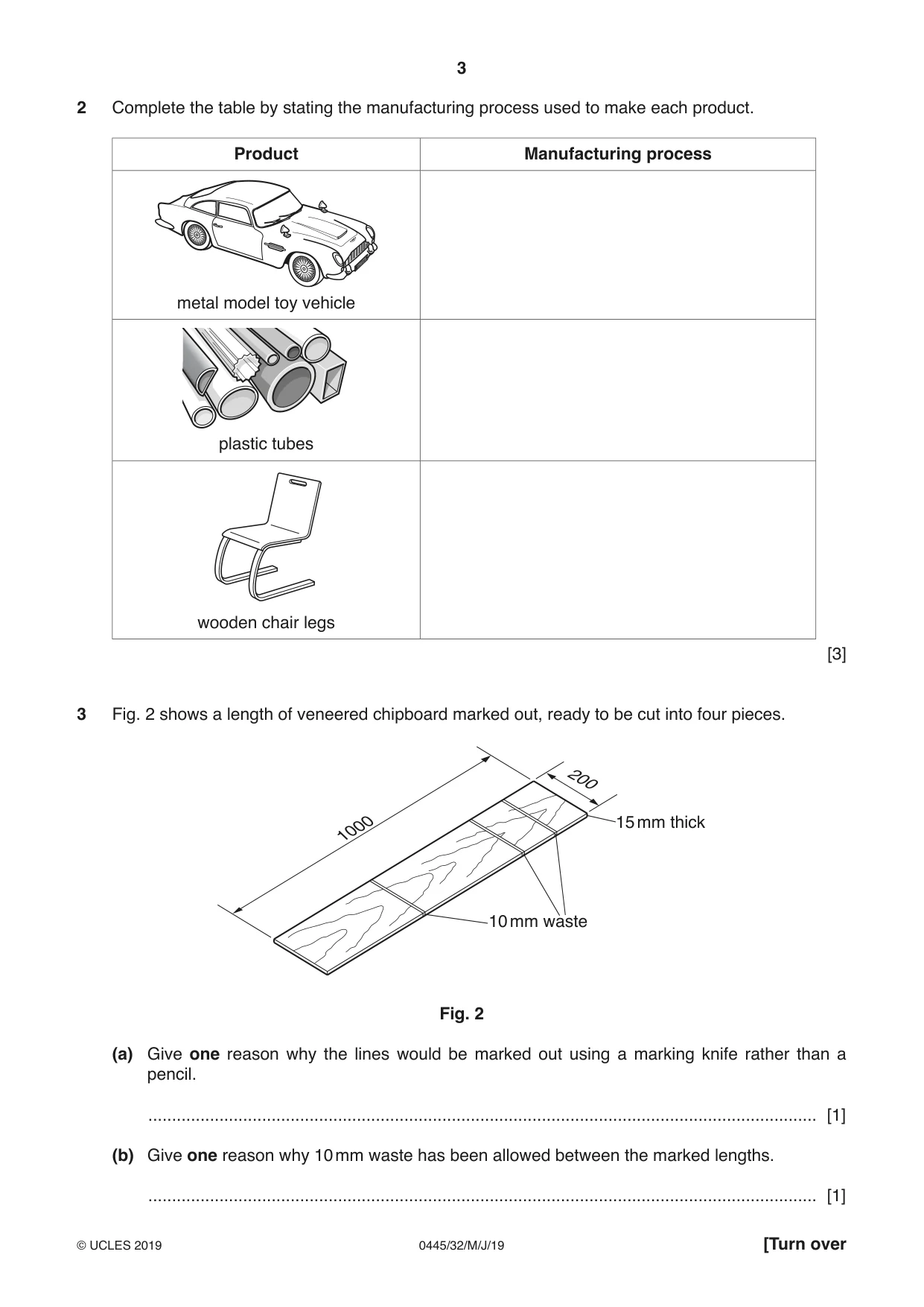 Cambridge IGCSE Design and Technology 0445 2019 May/June Paper 3 · Variant 2 question paper, page 3 of 20