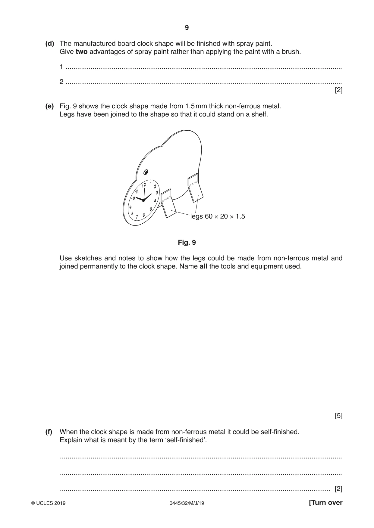 Cambridge IGCSE Design and Technology 0445 2019 May/June Paper 3 · Variant 2 question paper, page 9 of 20