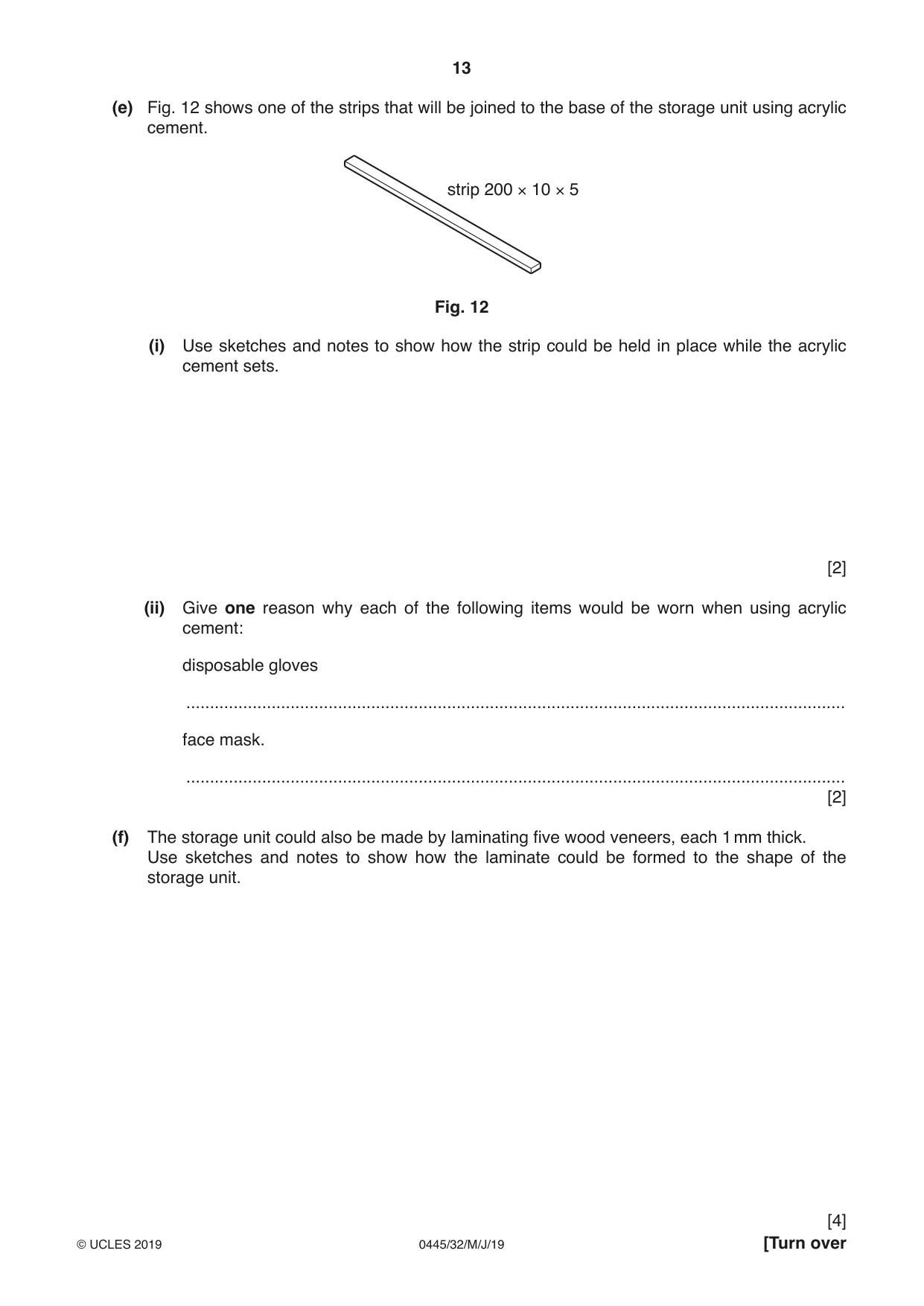 Cambridge IGCSE Design and Technology 0445 2019 May/June Paper 3 · Variant 2 question paper, page 13 of 20