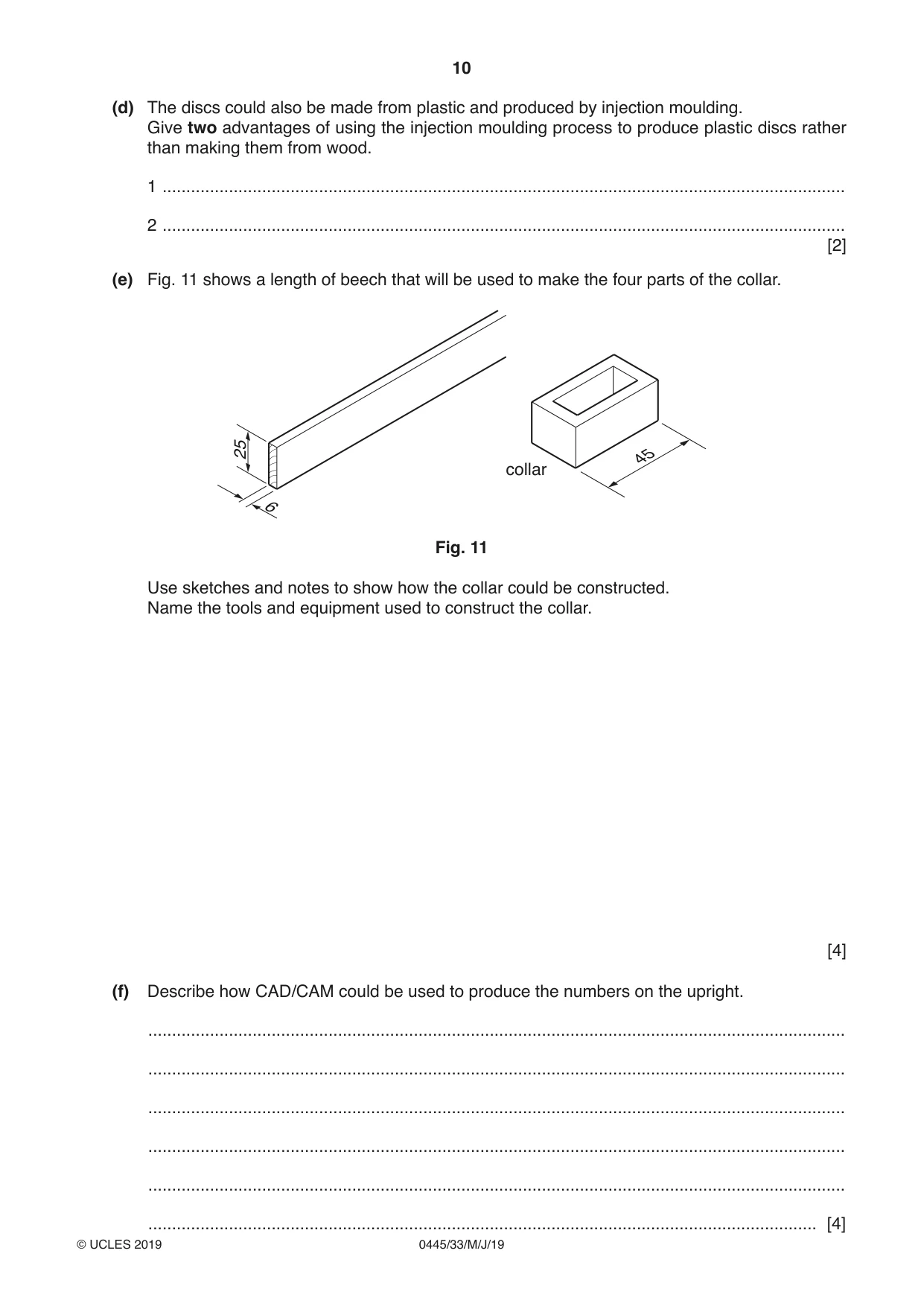 Cambridge IGCSE Design and Technology 0445 2019 May/June Paper 3 · Variant 3 question paper, page 10 of 20