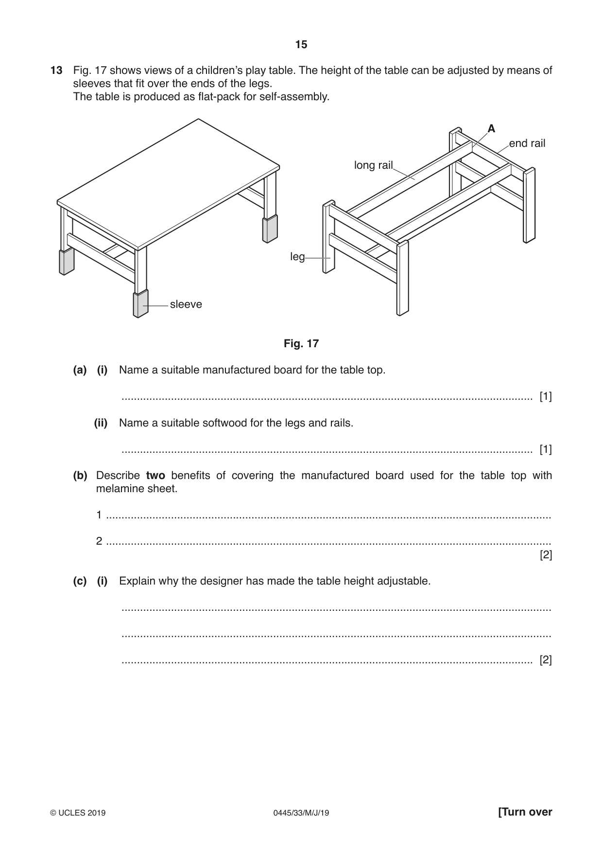 Cambridge IGCSE Design and Technology 0445 2019 May/June Paper 3 · Variant 3 question paper, page 15 of 20
