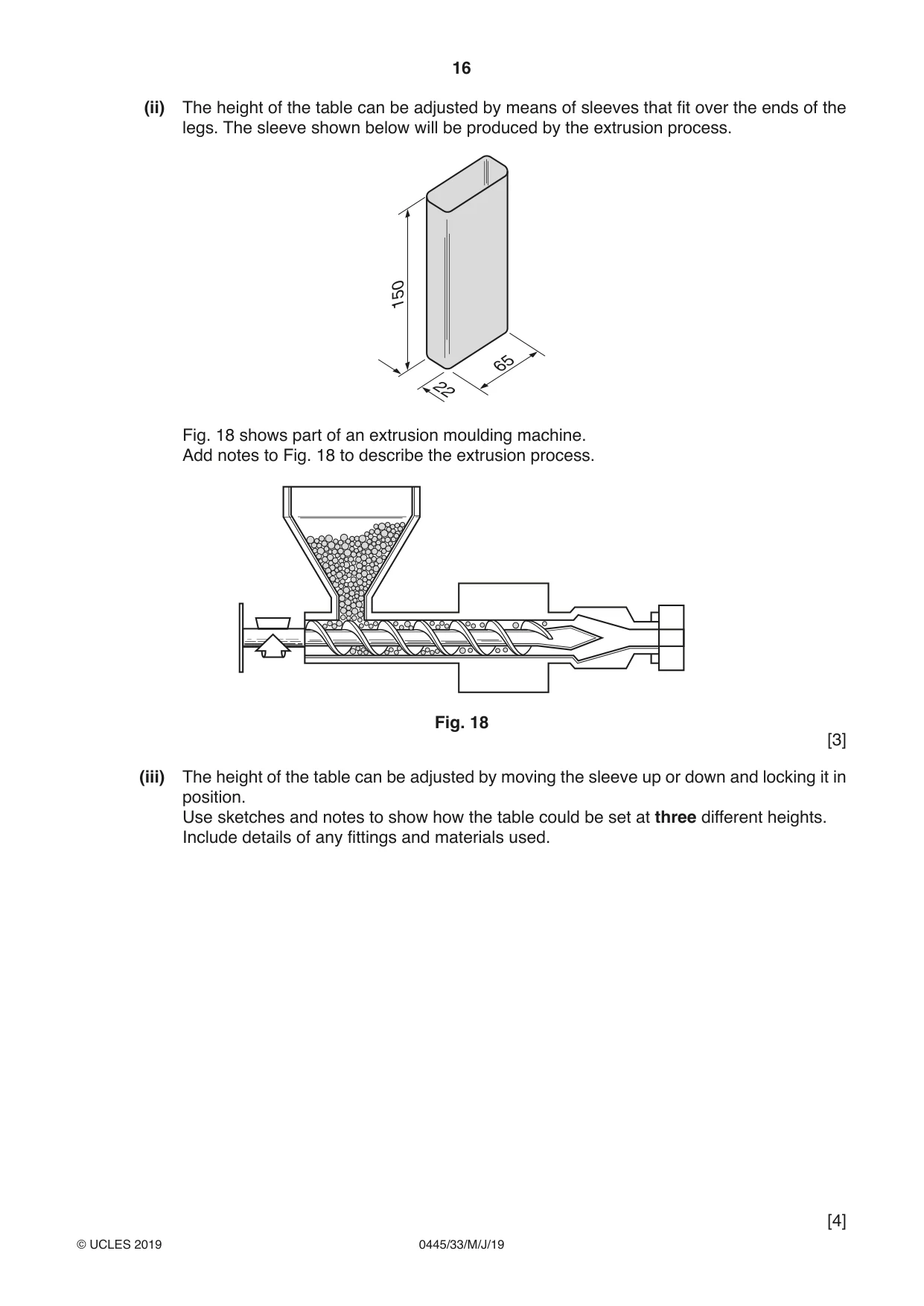 Cambridge IGCSE Design and Technology 0445 2019 May/June Paper 3 · Variant 3 question paper, page 16 of 20