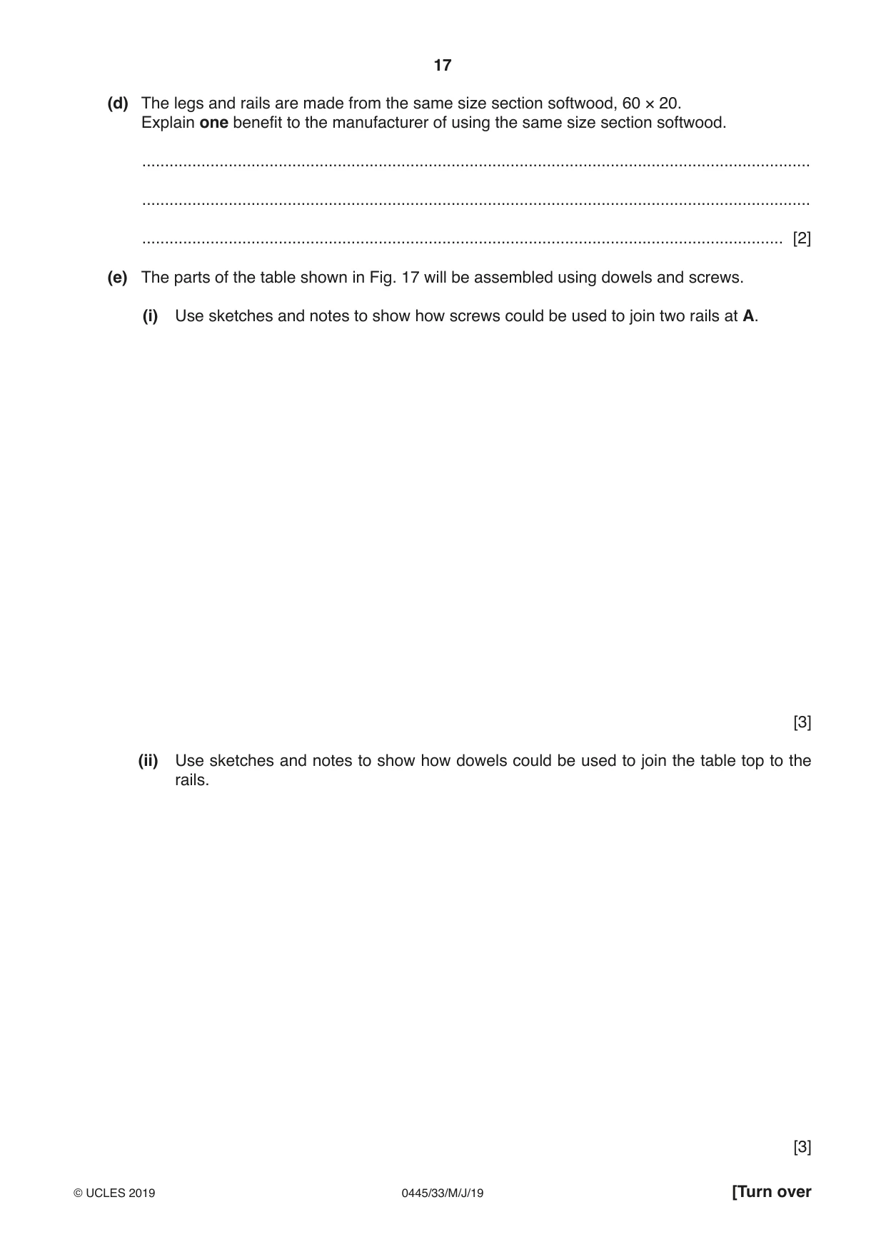 Cambridge IGCSE Design and Technology 0445 2019 May/June Paper 3 · Variant 3 question paper, page 17 of 20
