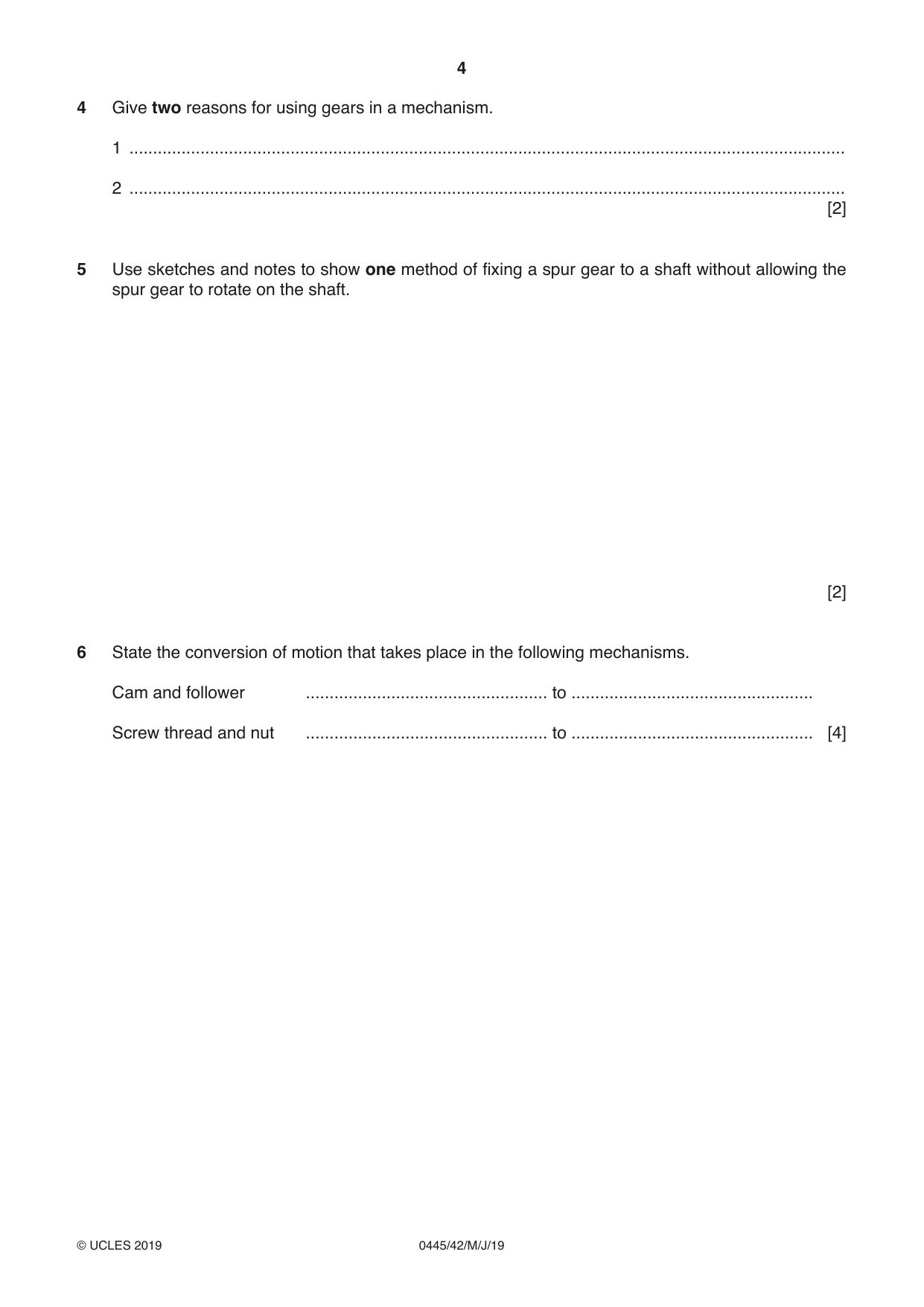 Cambridge IGCSE Design and Technology 0445 2019 May/June Paper 4 · Variant 2 question paper, page 4 of 20