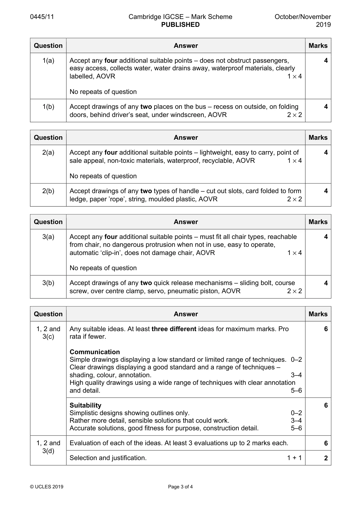 Mark scheme, page 3 of 4