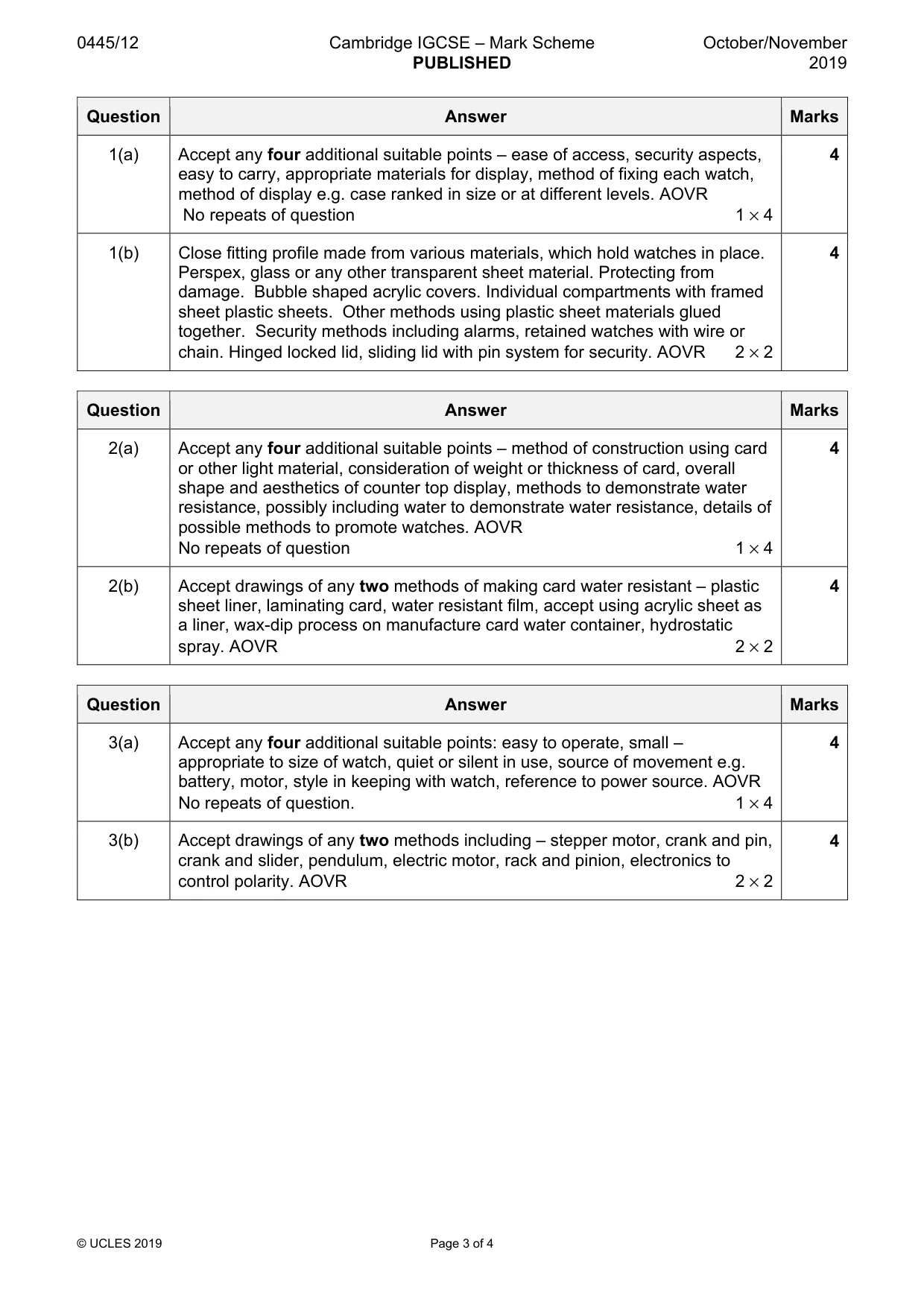 Mark scheme, page 3 of 4