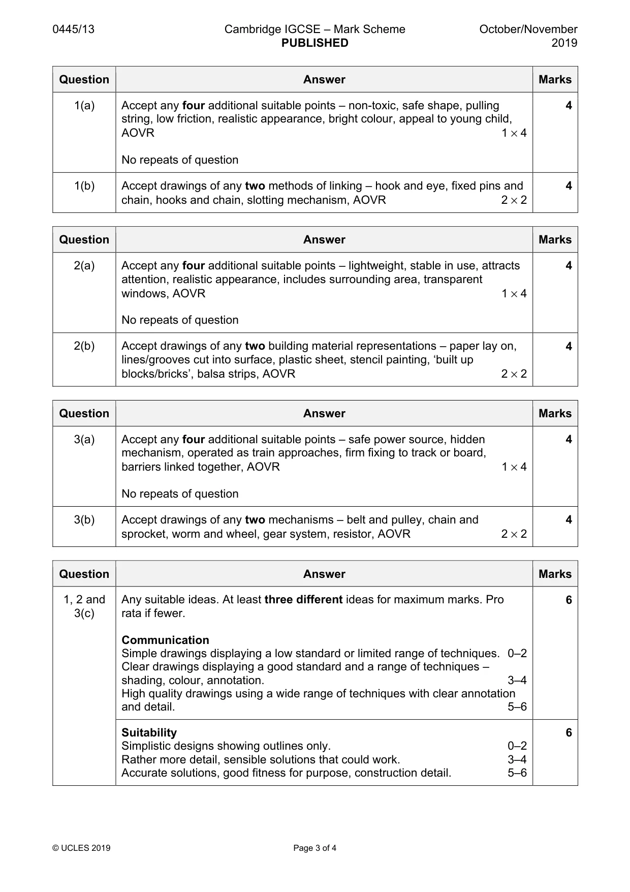 Mark scheme, page 3 of 4