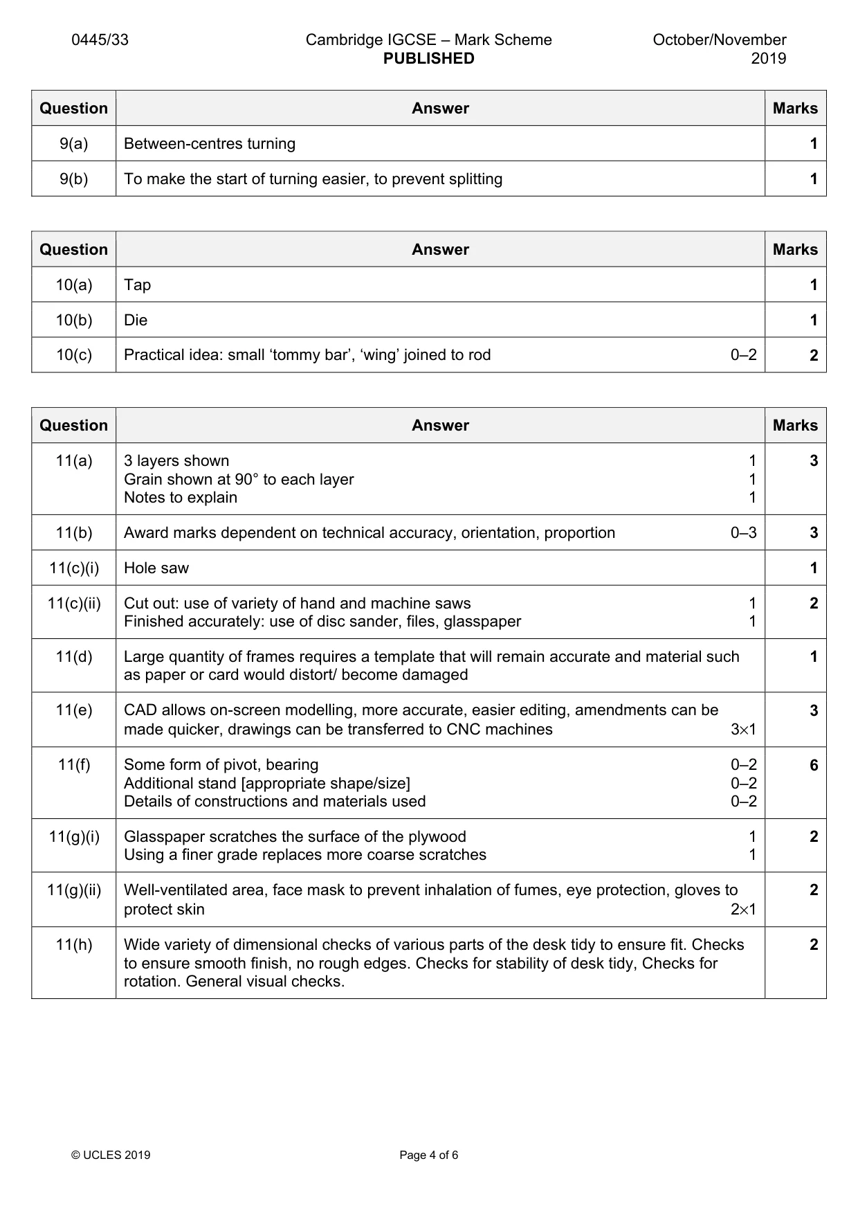 Mark scheme, page 4 of 6